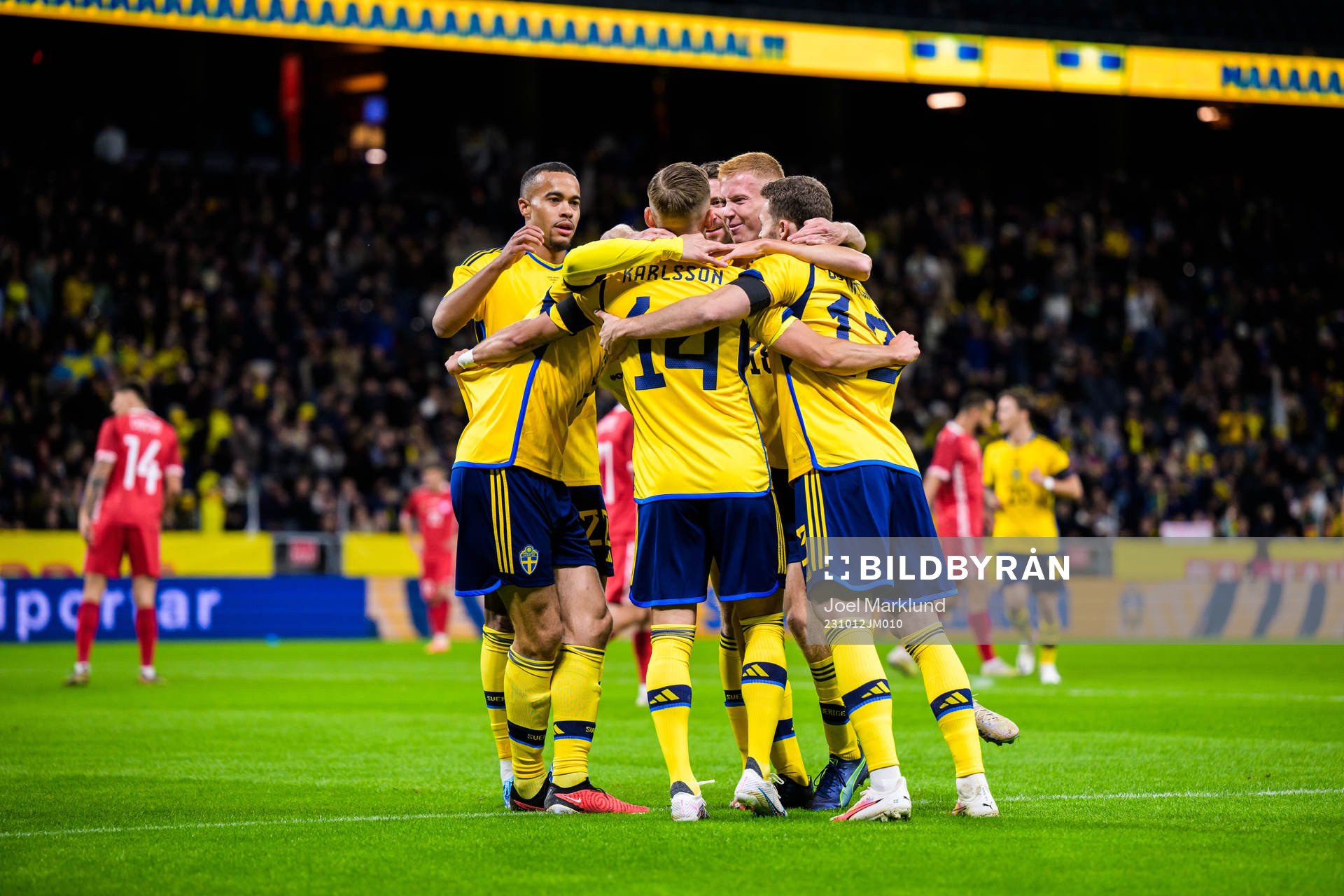 Jesper Karlsson of Sweden celebrating 1-0