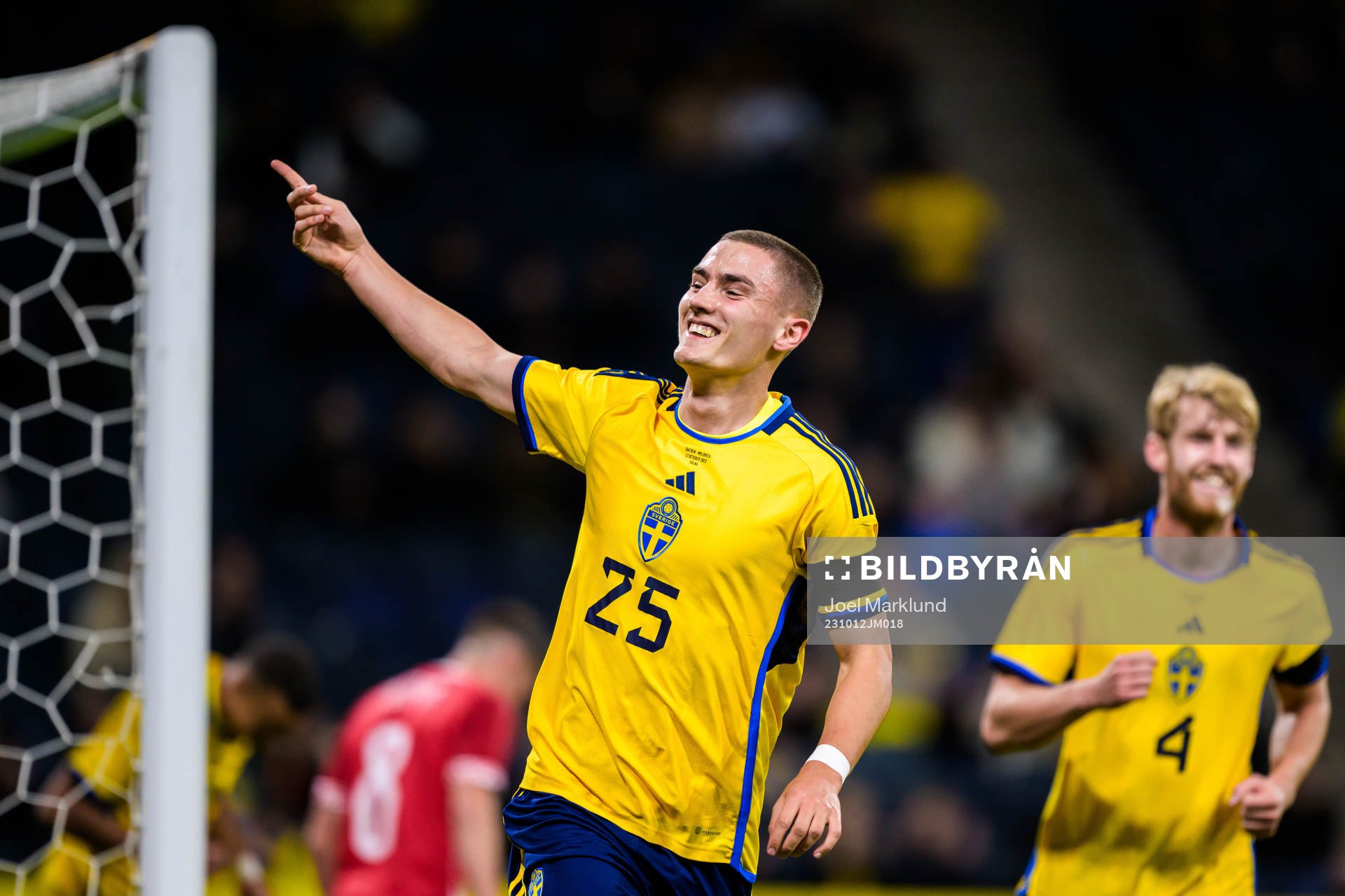 Gustaf Lagerbielke of Sweden celebrating 2-0