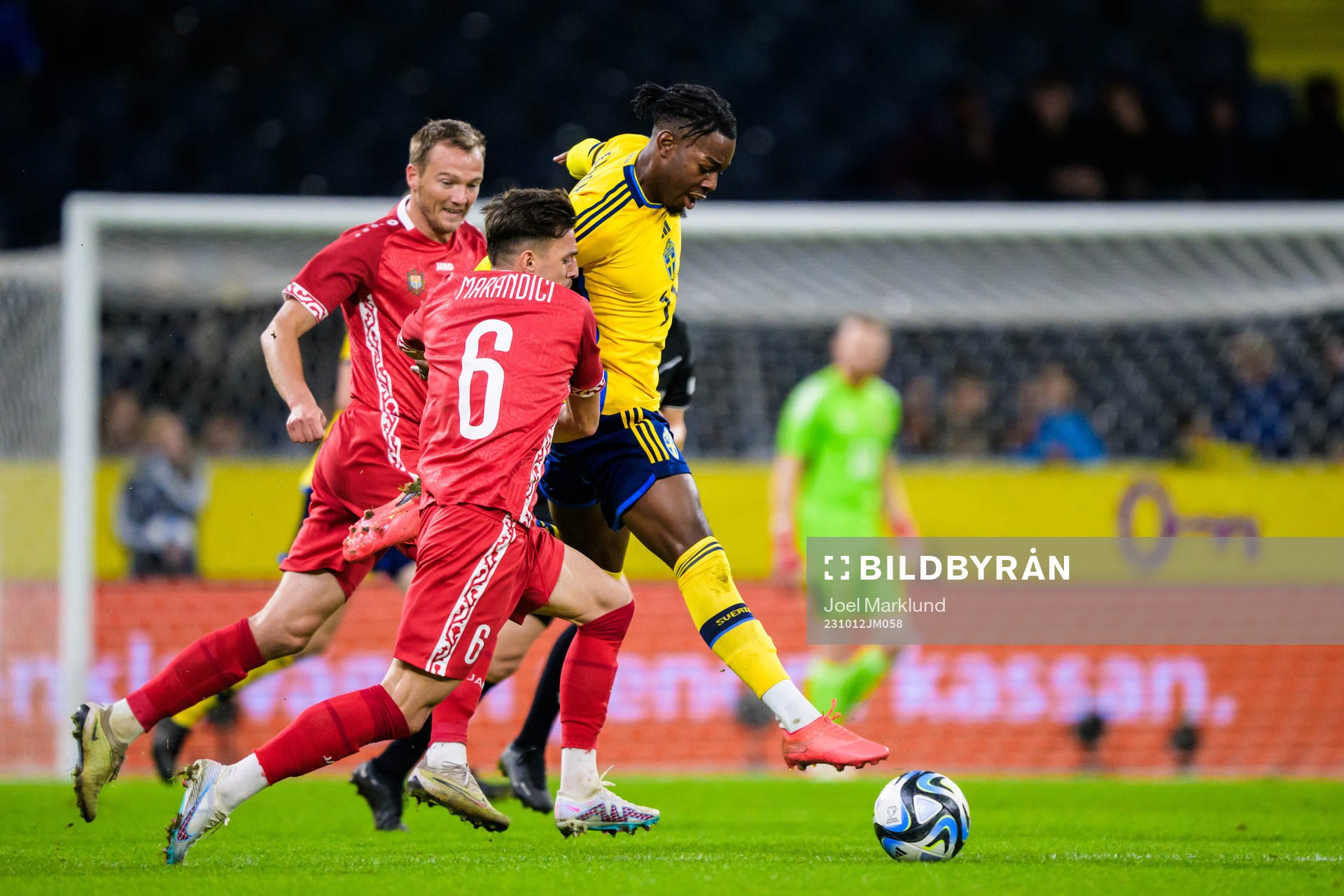 Denis Marandici of Moldova and Anthony Elanga of Sweden