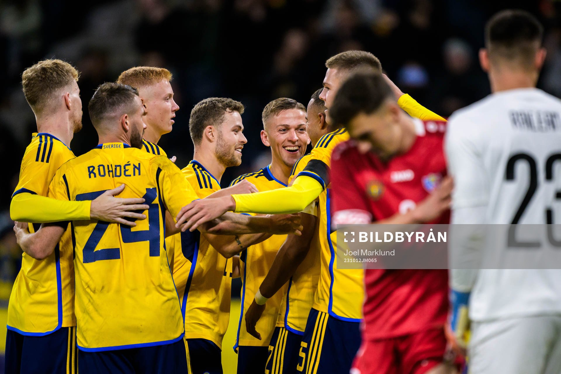 Jesper Karlsson of Sweden celebrating 3-1