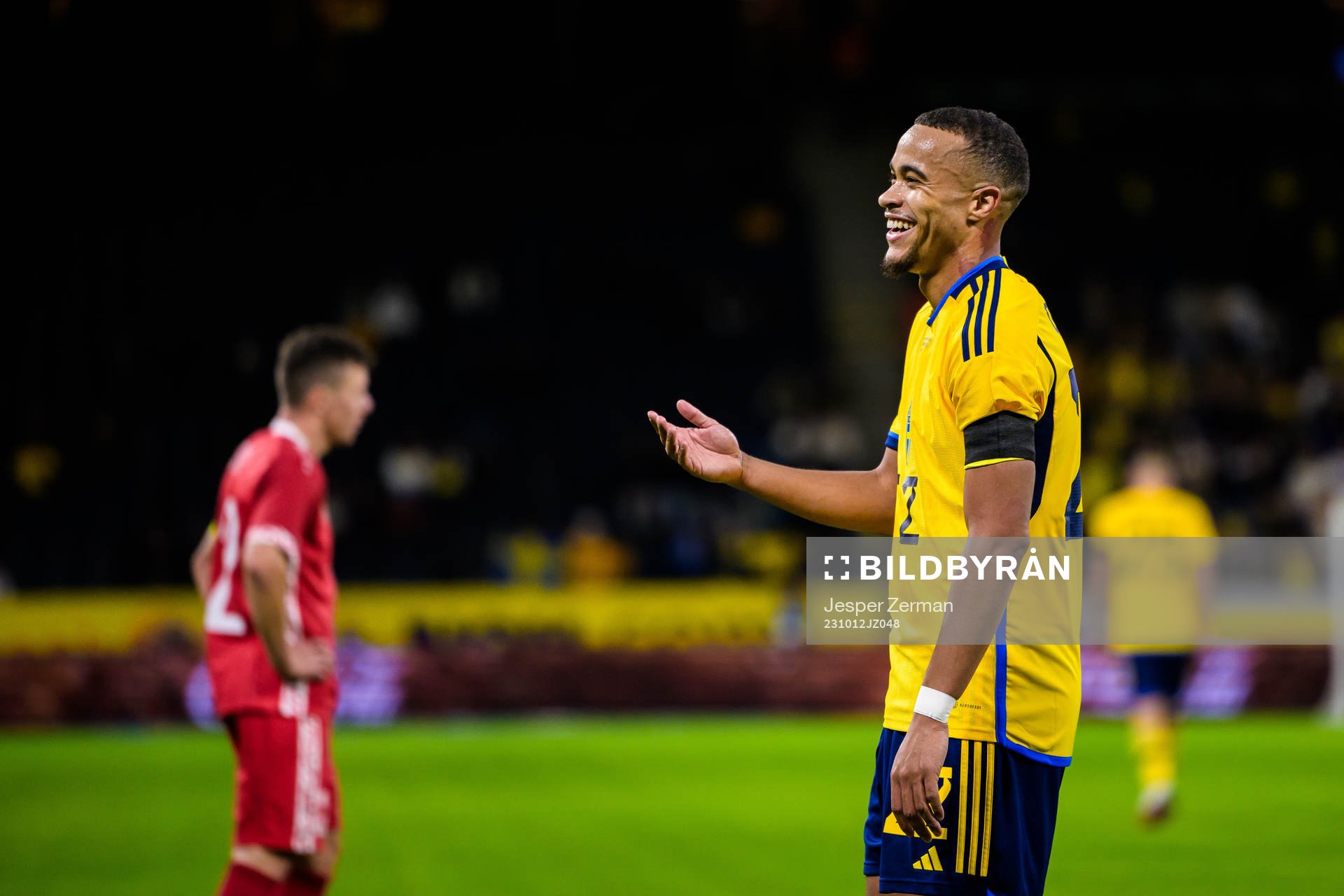 Robin Quaison of Sweden reacts