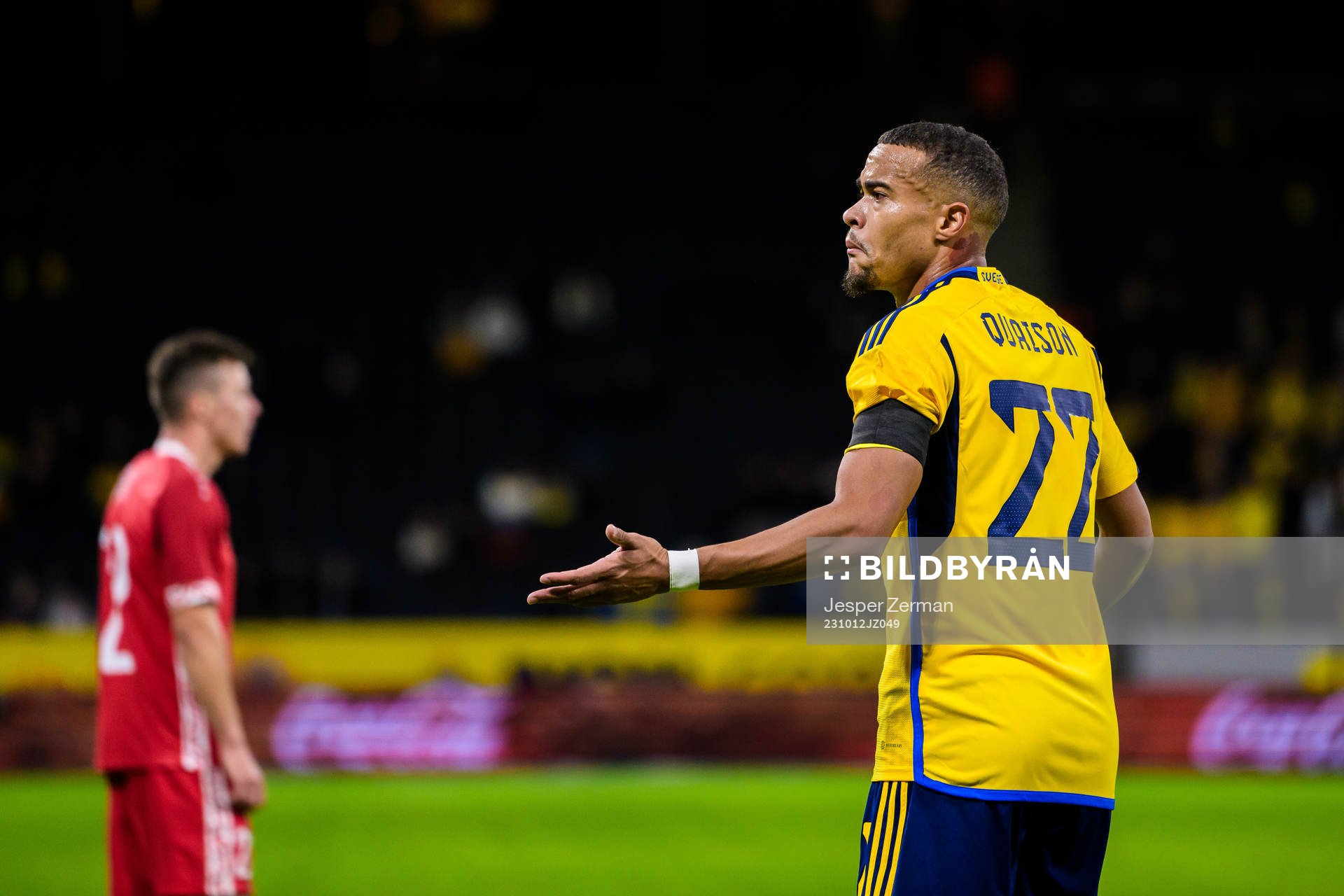 Robin Quaison of Sweden reacts