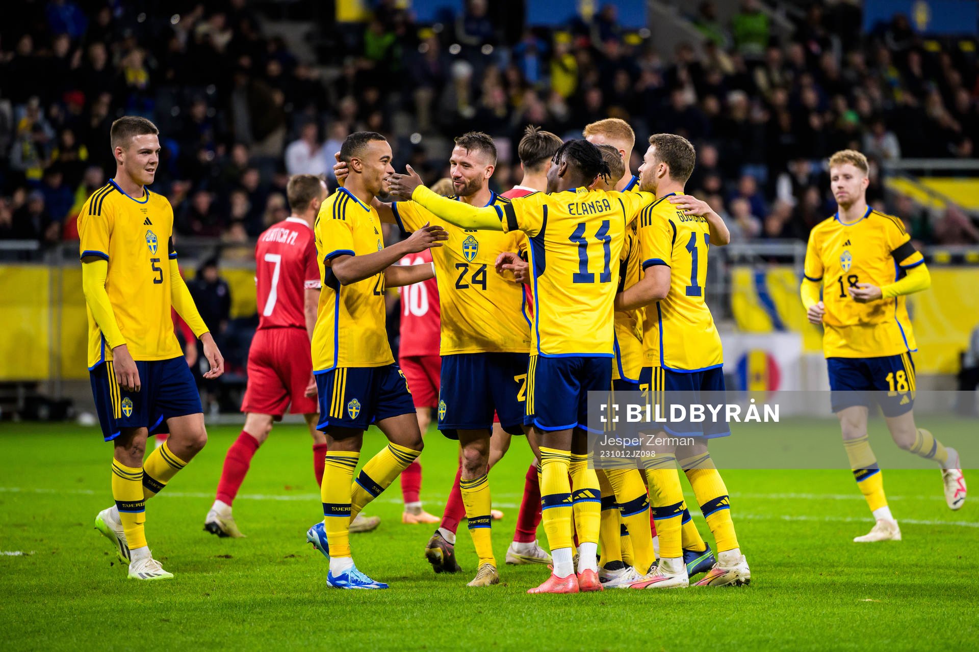 Jesper Karlsson of Sweden celebrating 3-1