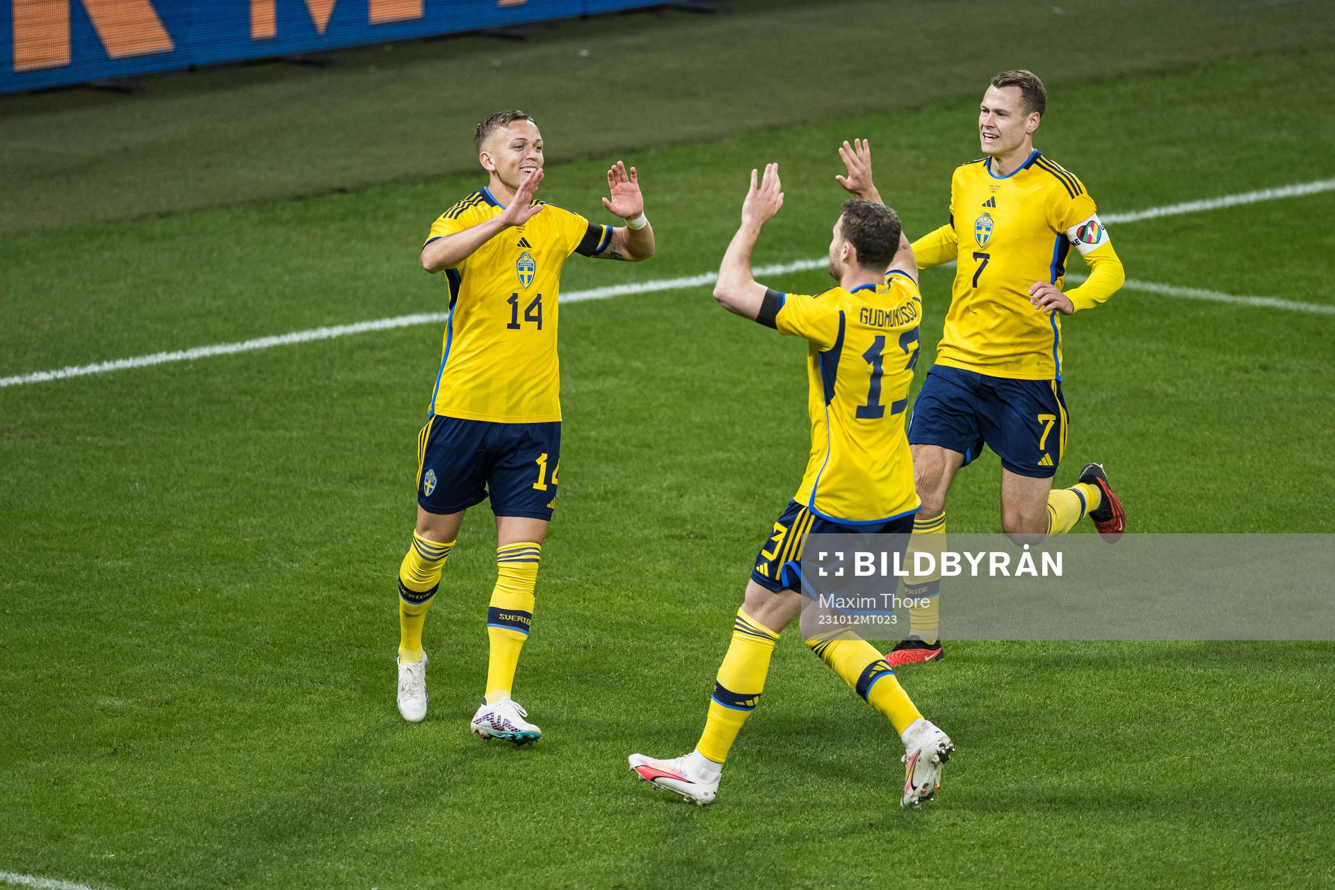 Jesper Karlsson of Sweden celebrating 1-0