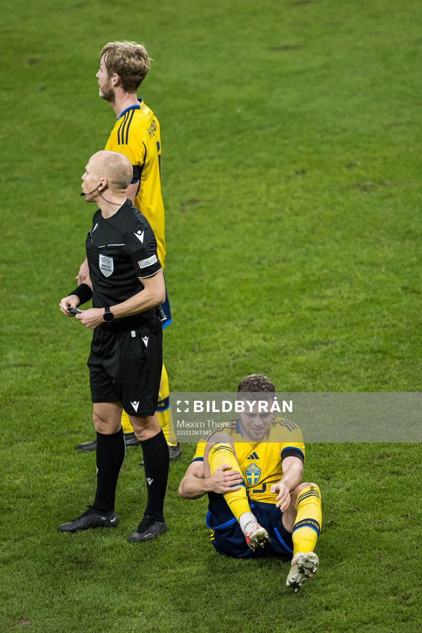 Gabriel Gudmundsson of Sweden in pain
