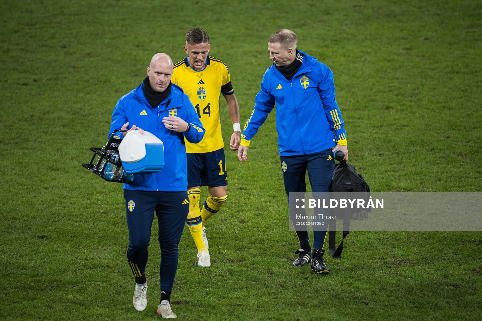 Jesper Karlsson of Sweden leaves the pitch