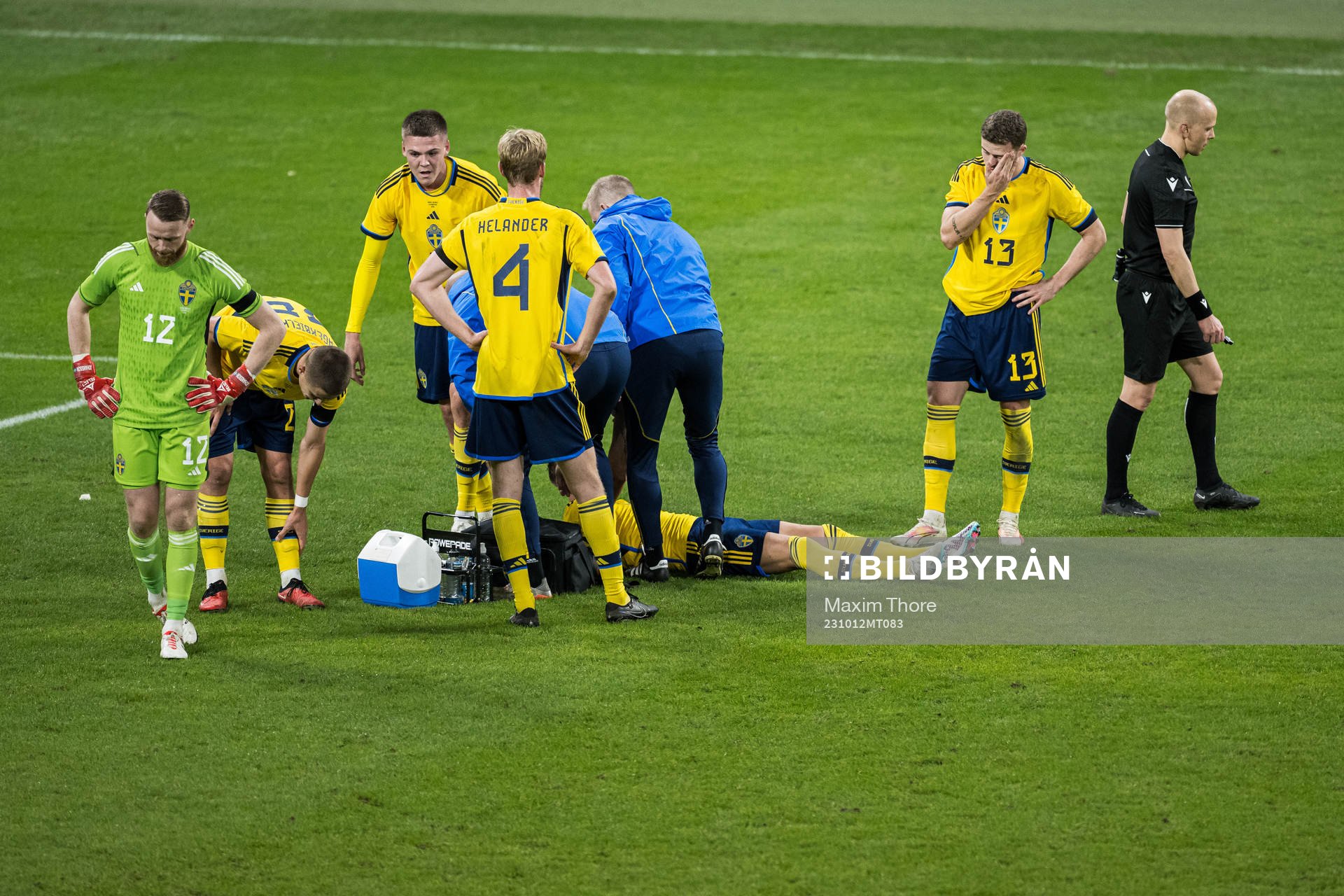 Jesper Karlsson of Sweden in pain