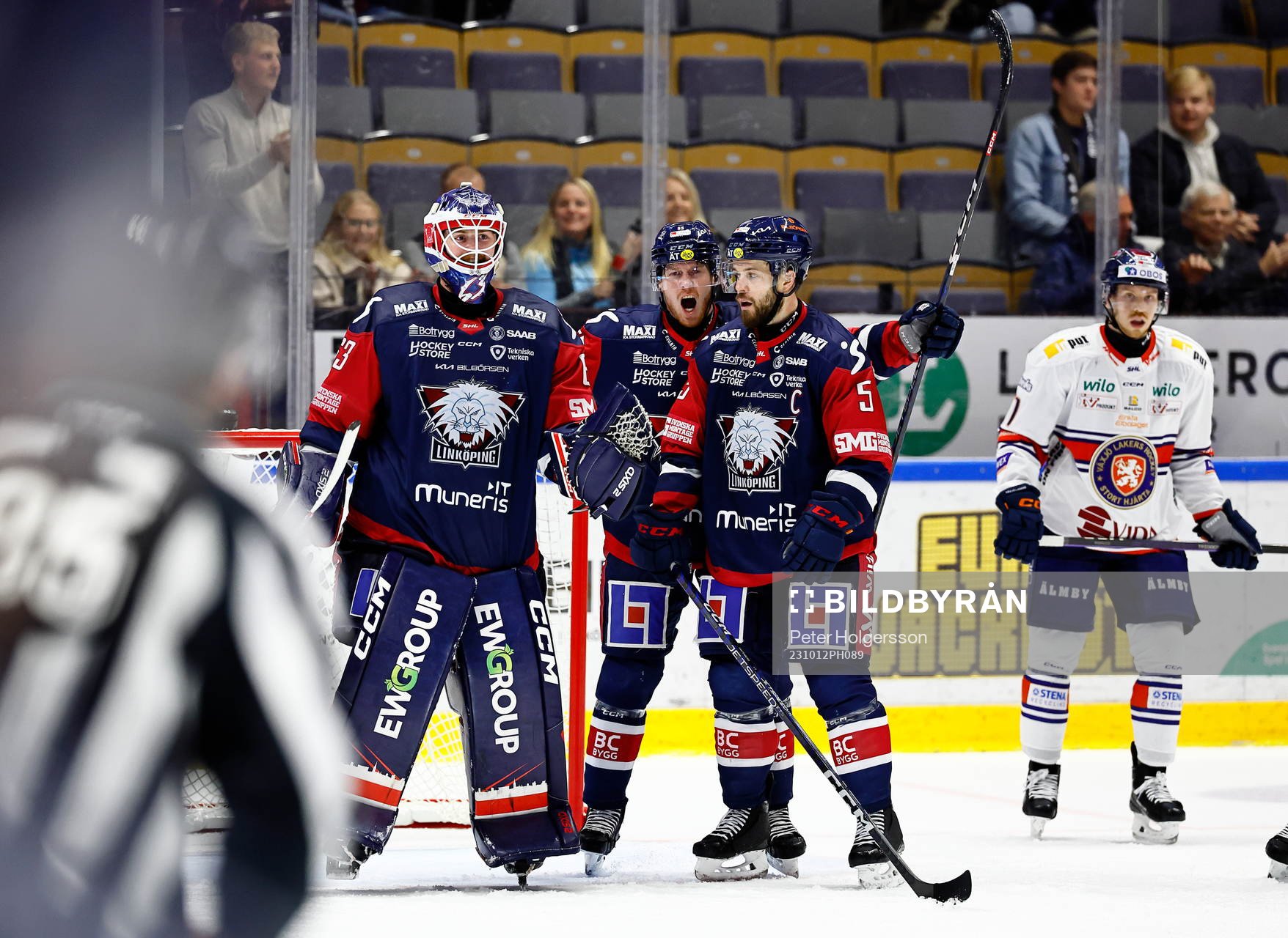 Linköpings målvakt Marcus Högberg , Arvid Aronsson och
