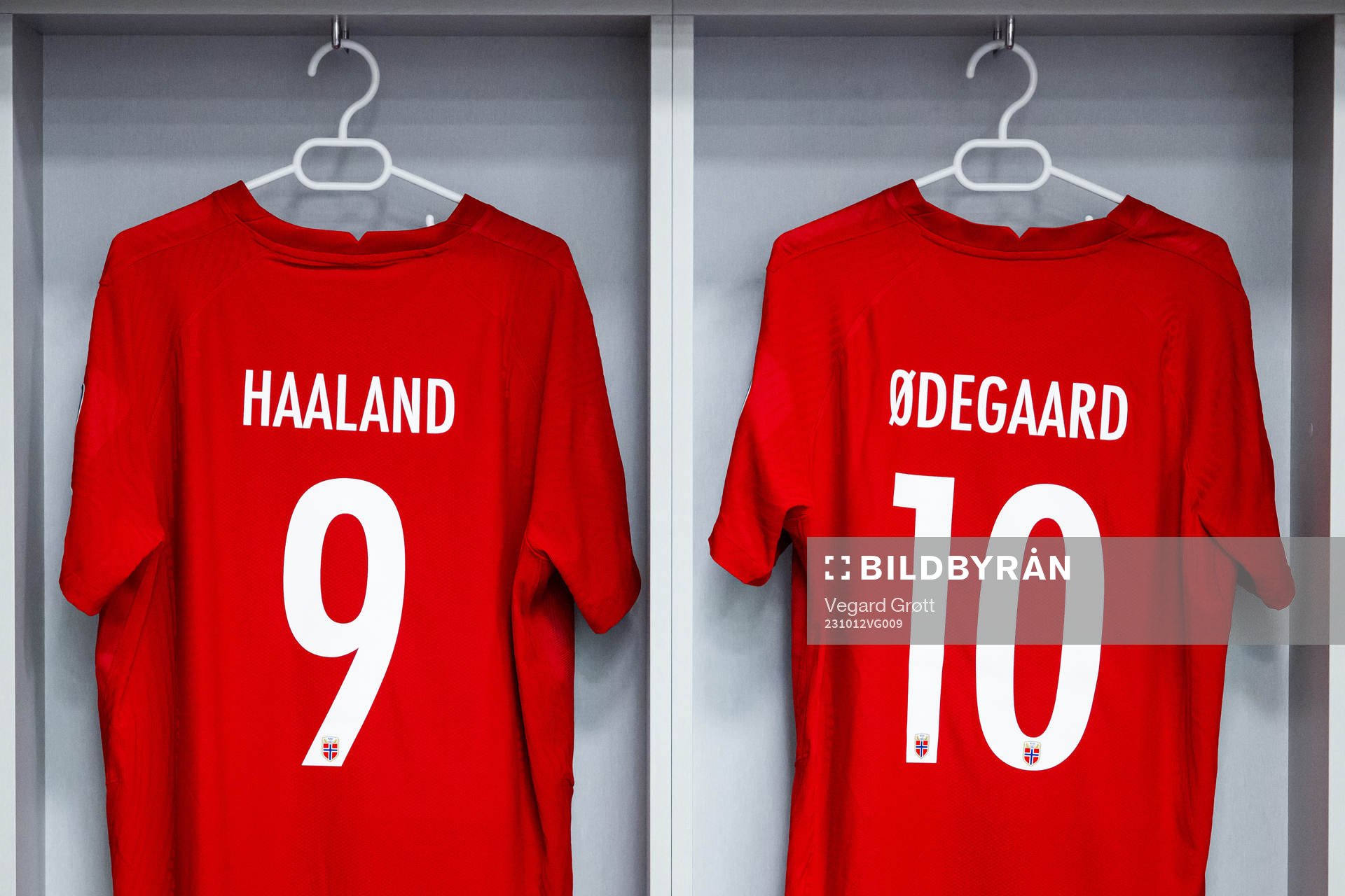 The kits of Erling Braut Haaland and Martin Ødegaard of