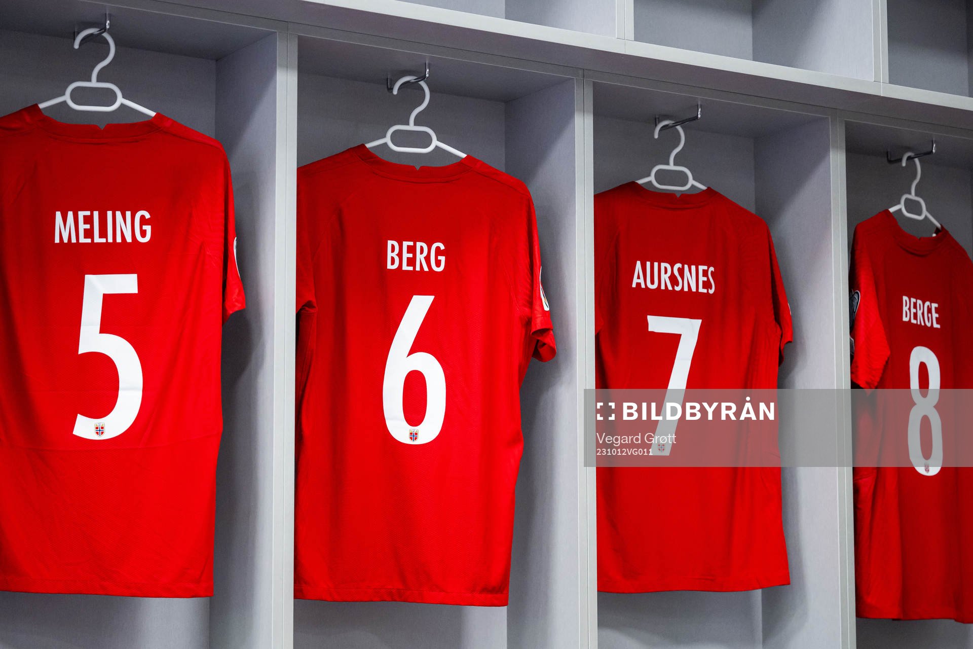The kits of Birger Meling, Patrick Berg, Fredrik Aursnes