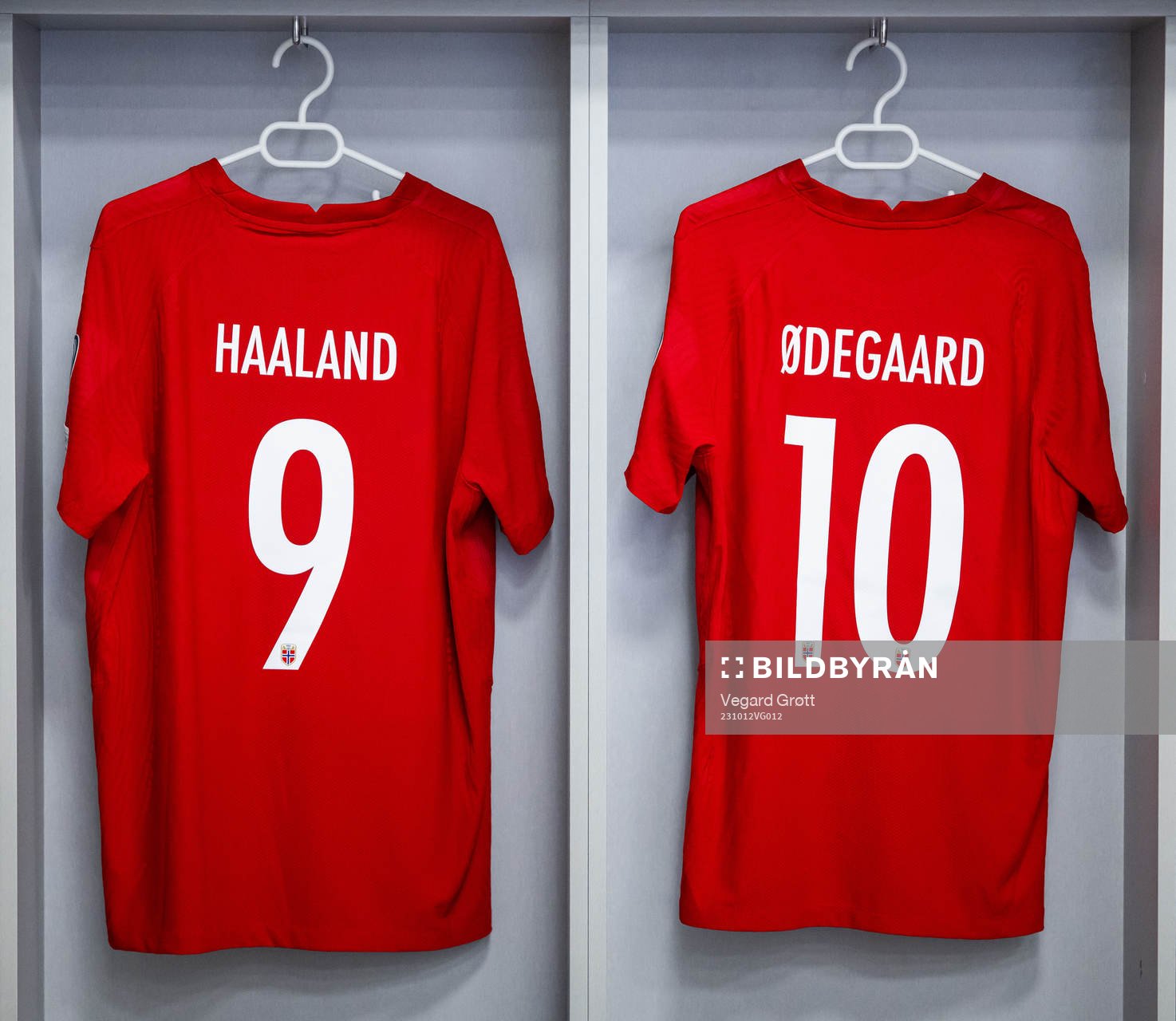 The kits of Erling Braut Haaland and Martin Ødegaard of