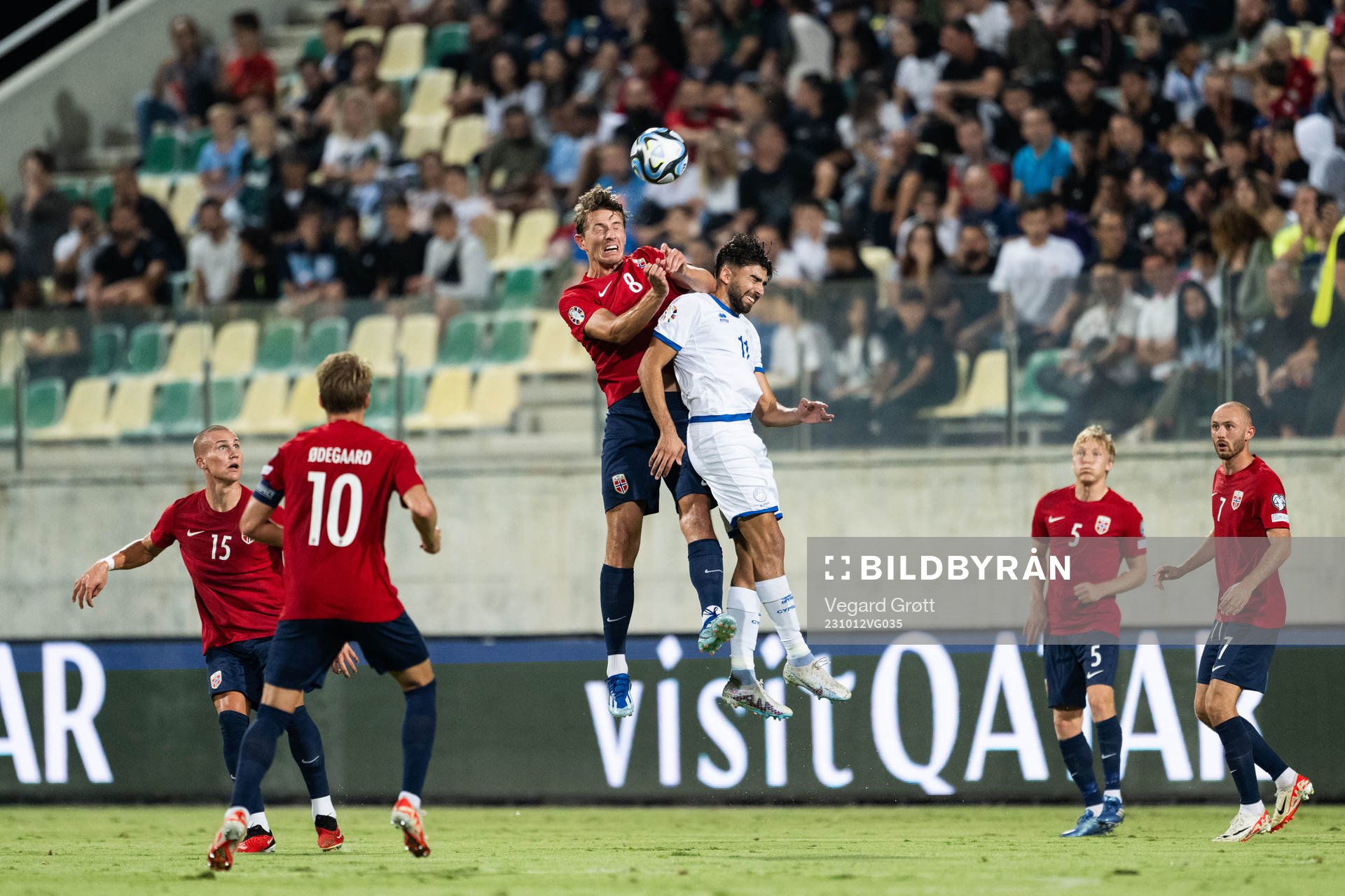 Sander Berge of Norway and Andronikos Kakoulli of Cyprus