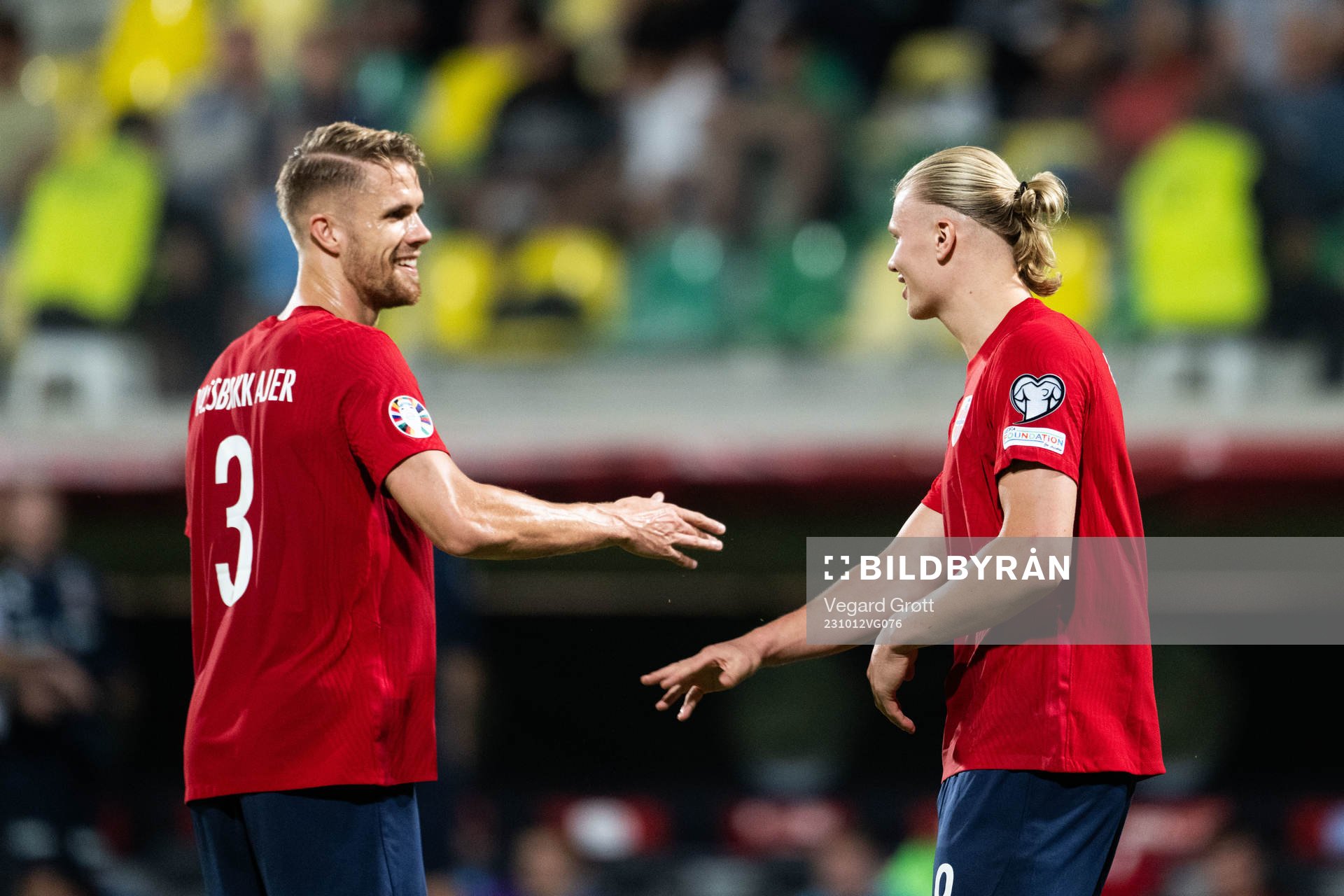 Erling Braut Haaland of Norway celebrates with Kristoffer