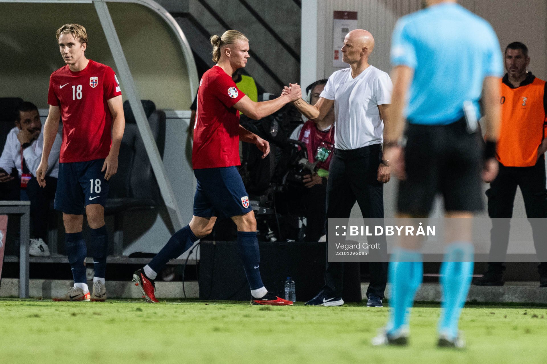 Erling Braut Haaland and Head coach Ståle Solbakken of