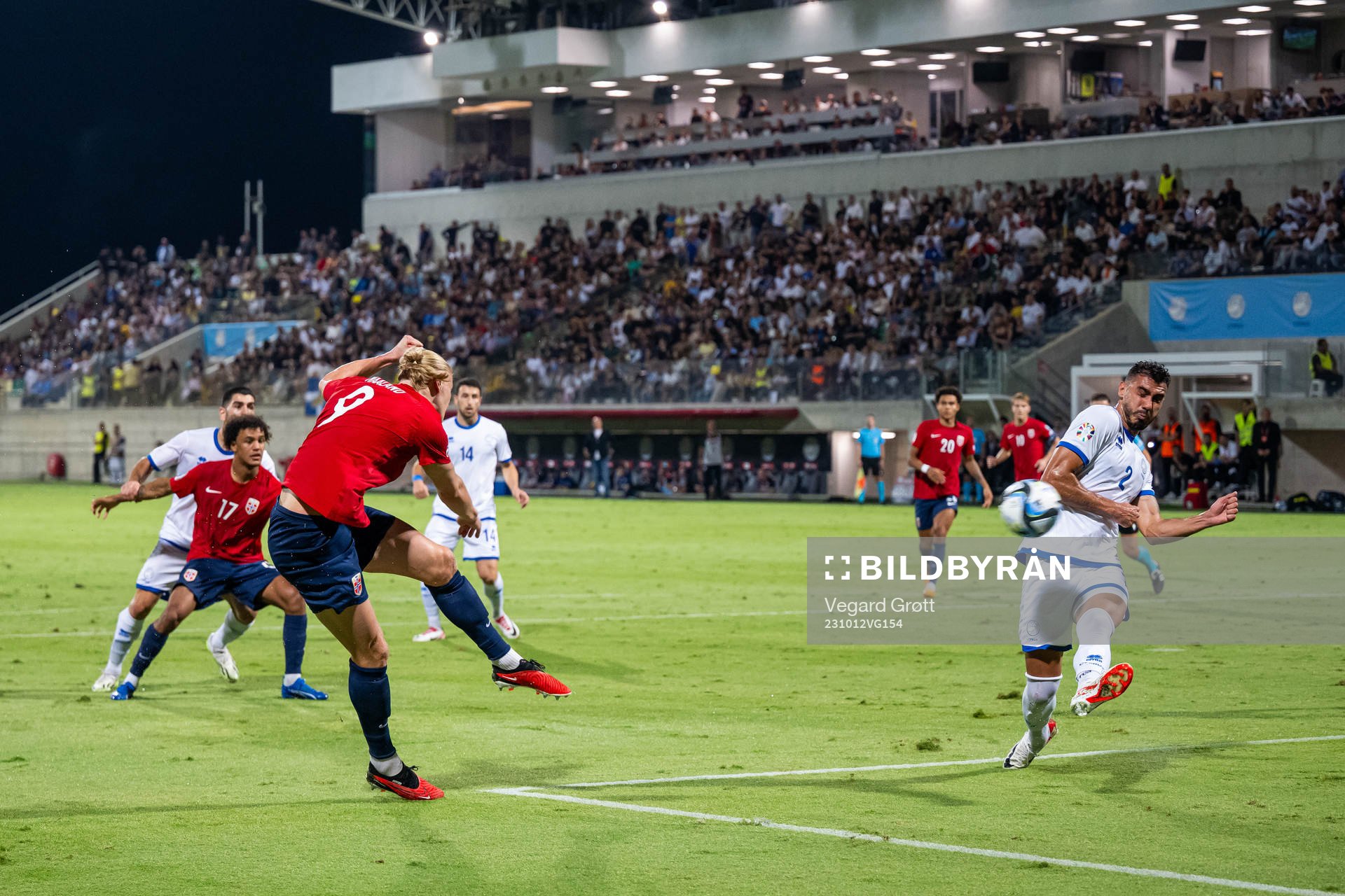 Erling Braut Haaland of Norway scores the 0-2 goal