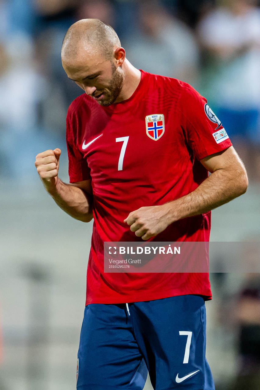 Fredrik Aursnes of Norway celebrates after scoring 0-4