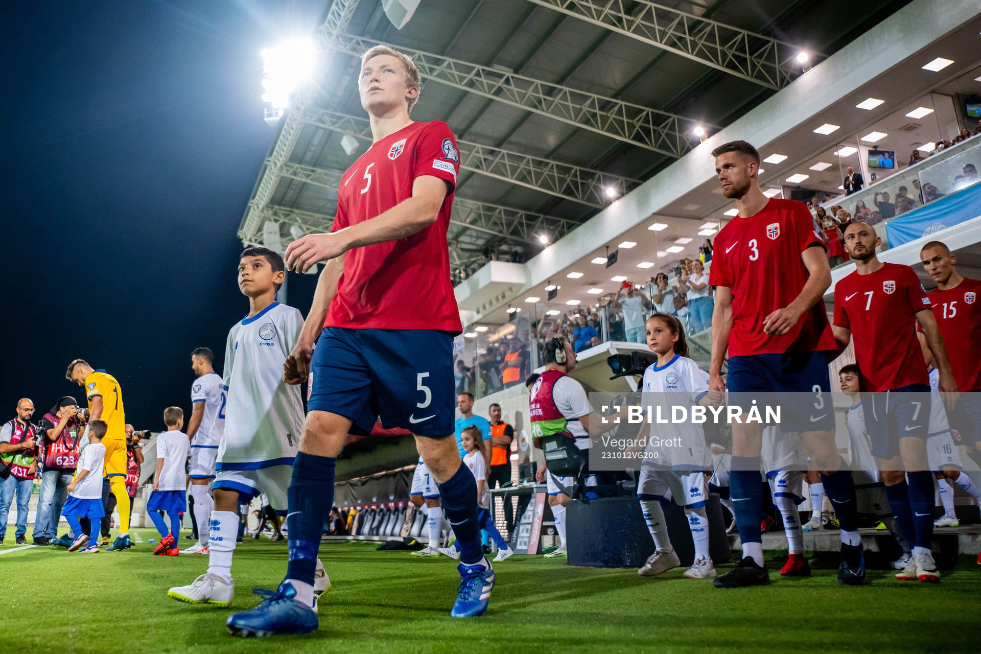Birger Meling of Norway enters the pitch