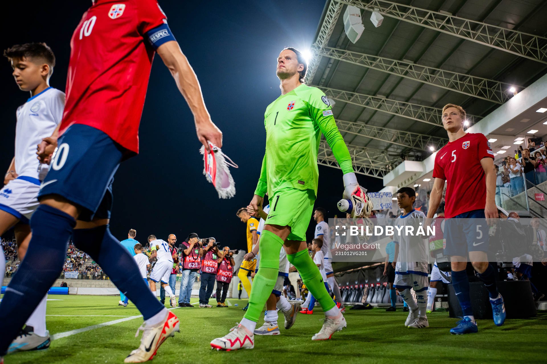 Goalkeeper Ørjan Håskjold Nyland of Norway enters the