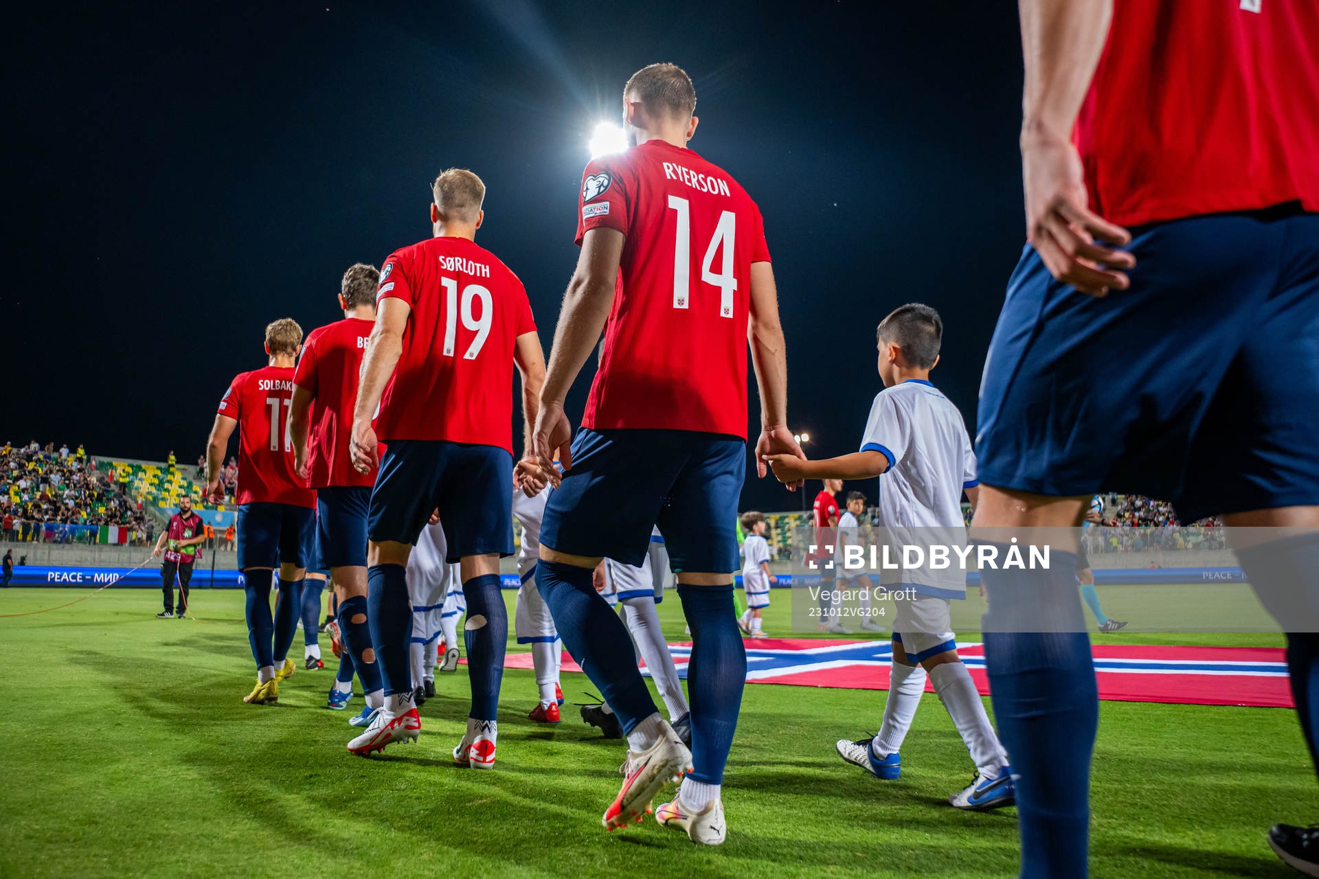 Julian Ryerson of Norway enters the pitch