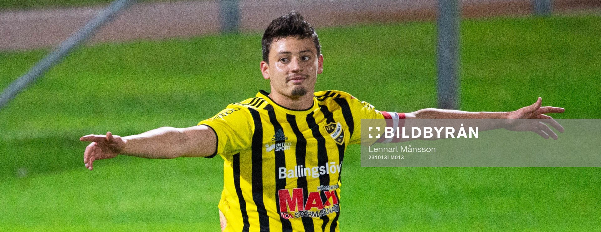 IFK Hässleholms Isak Orajärvi har gjort mål och jublar i