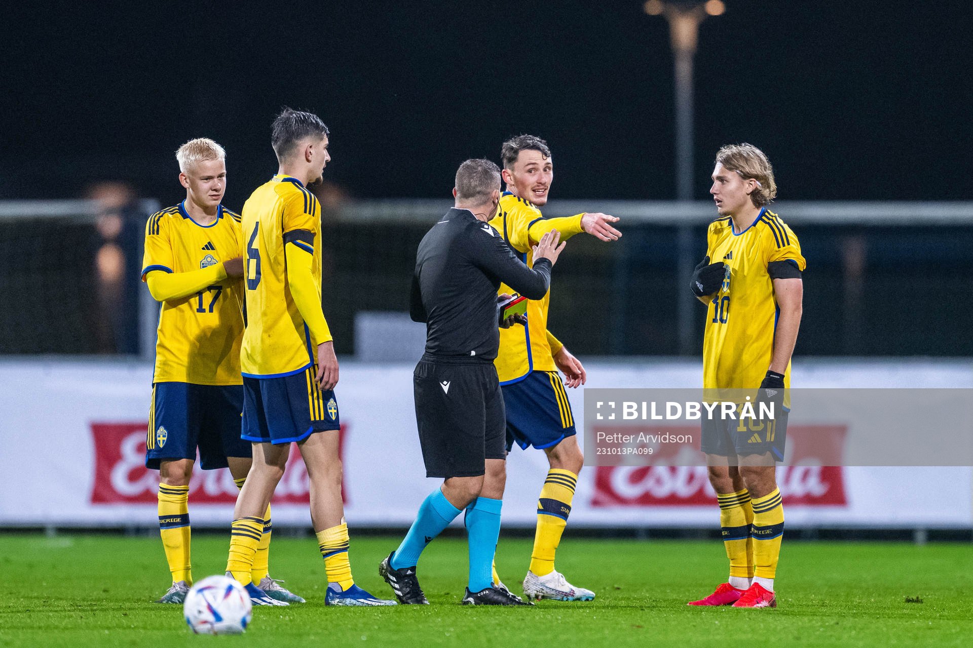 Referee Trustin Farrugia Cann and Noah Persson of Sweden