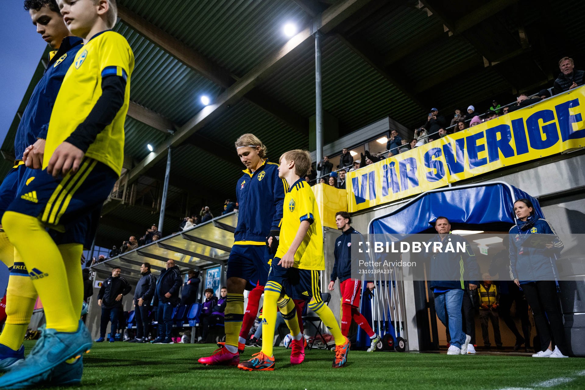 Sebastian Nanasi of Sweden enters the pitch