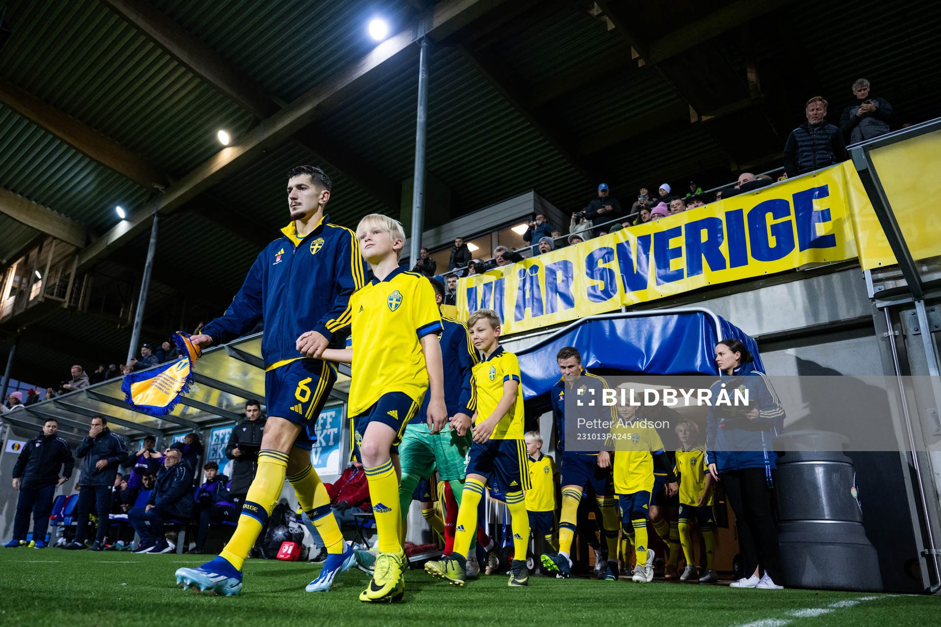 Armin Gigovic of Sweden enters the pitch