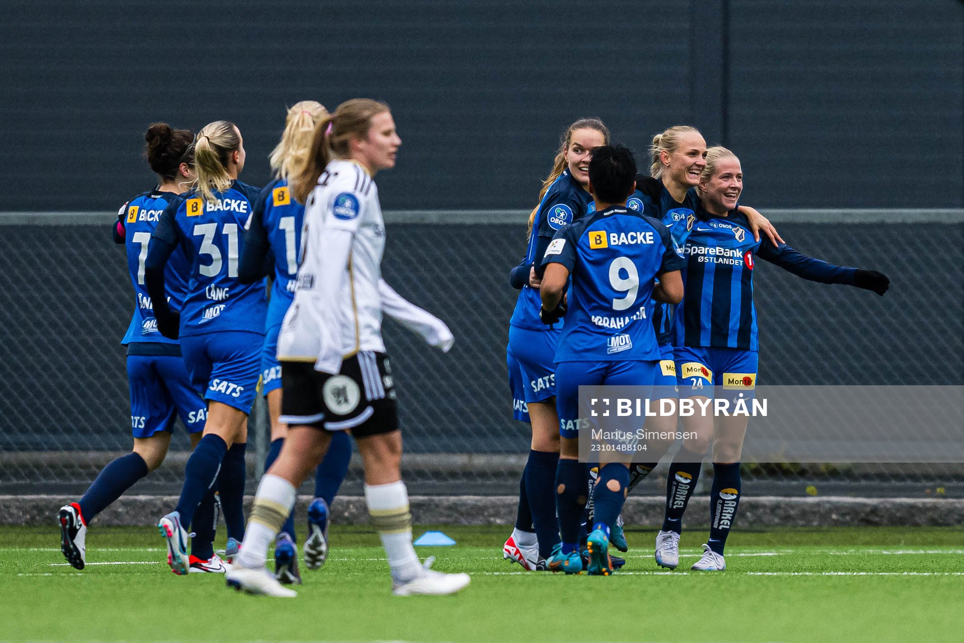 Mathilde Kruse Madsen of Stabæk celebrates after scoring the 0-1 goal during the Toppserien football match between Rosenborg and Stabæk on October 14, 2023 in Trondheim.