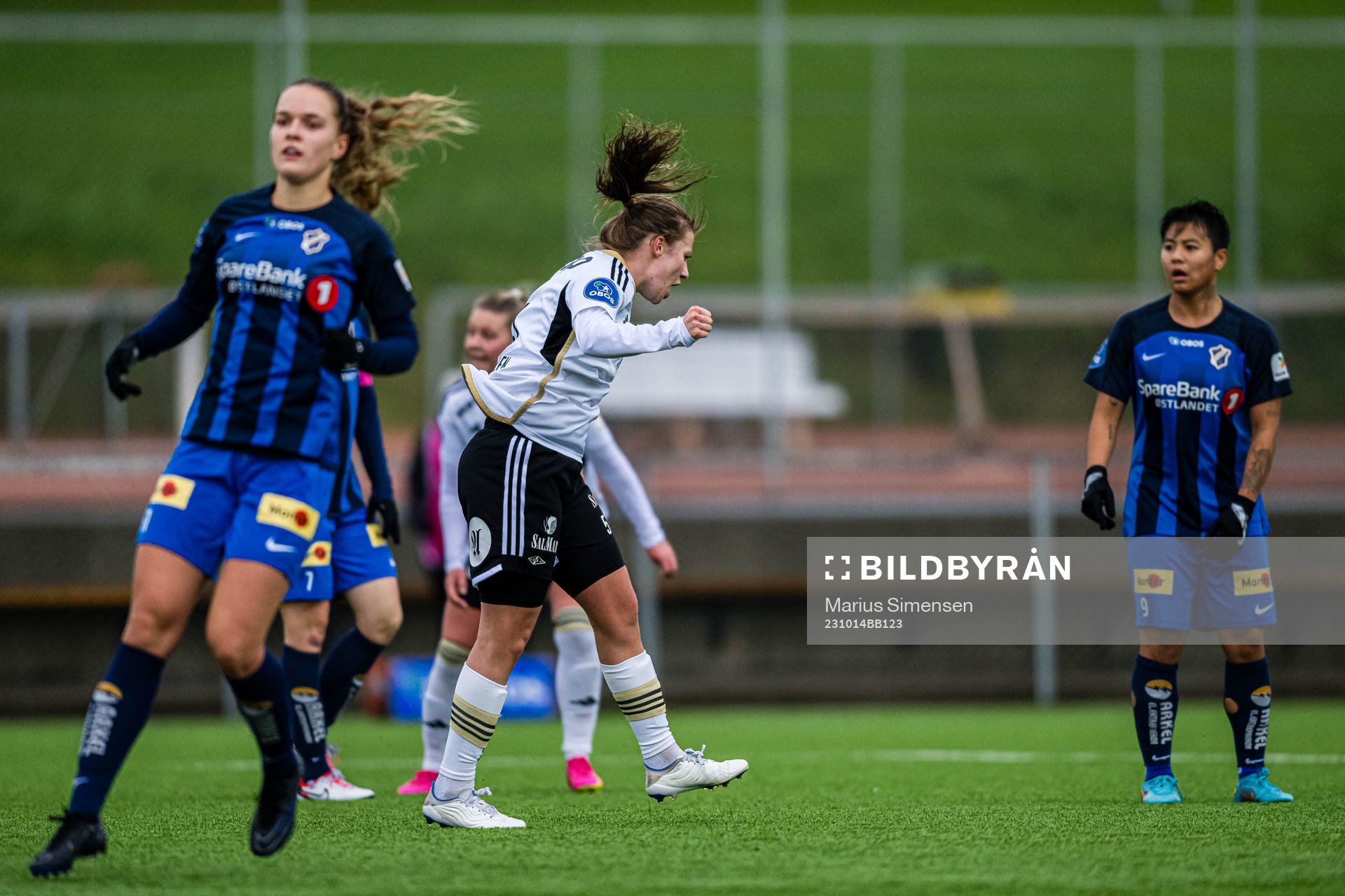 Cesilie Andreassen of Rosenborg celebrates after scoring the 1-1 goal during the Toppserien football match between Rosenborg and Stabæk on October 14, 2023 in Trondheim.