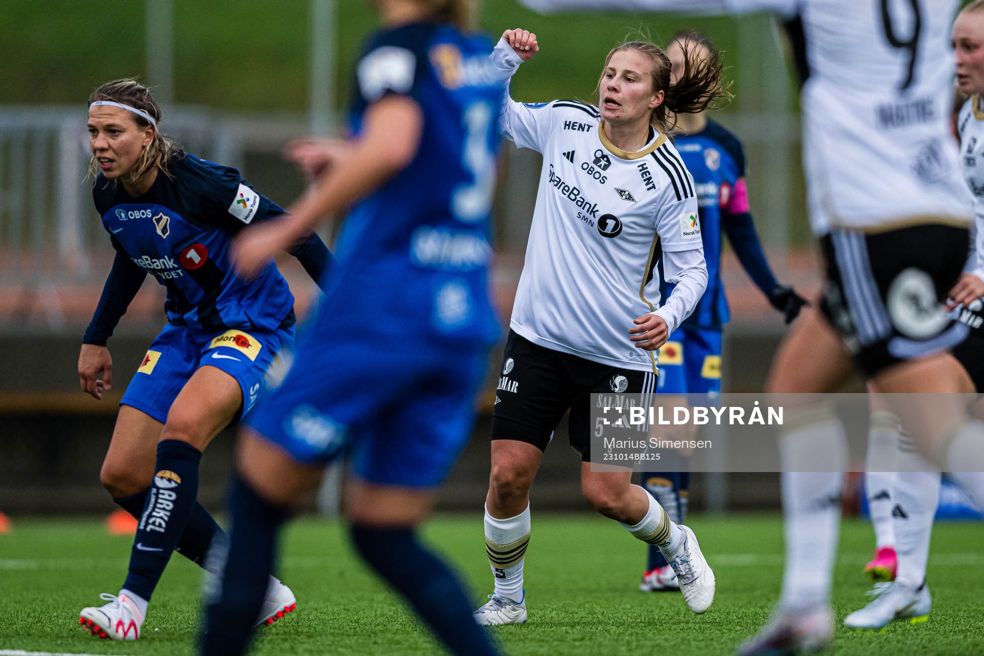 Cesilie Andreassen of Rosenborg celebrates after scoring the 1-1 goal during the Toppserien football match between Rosenborg and Stabæk on October 14, 2023 in Trondheim.