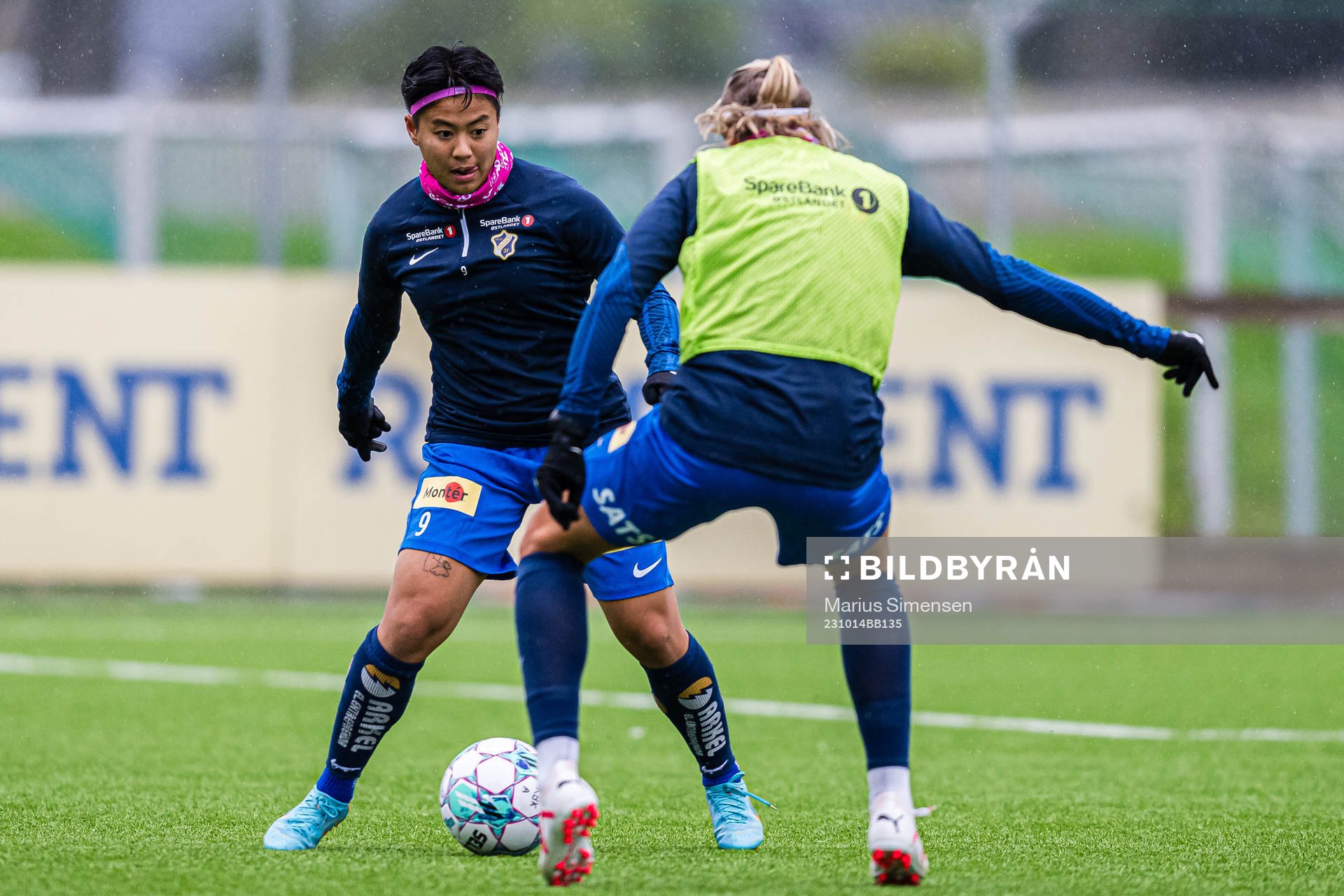 Meryll Krysteen Rosales Serrano of Stabæk warms up ahead of the Toppserien football match between Rosenborg and Stabæk on October 14, 2023 in Trondheim.