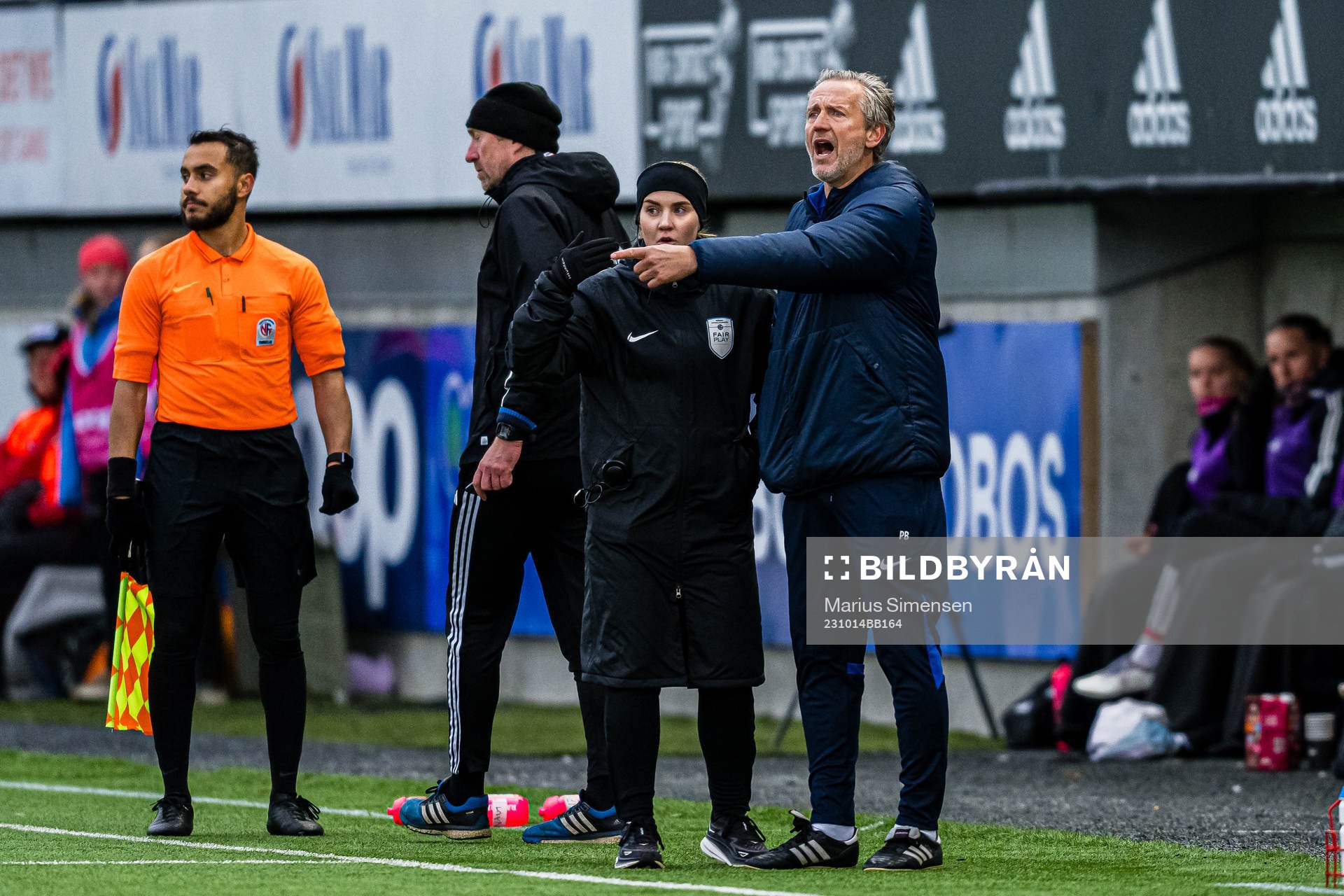 Petter Belsvik, head coach of Stabæk, reacts during the Toppserien football match between Rosenborg and Stabæk on October 14, 2023 in Trondheim.