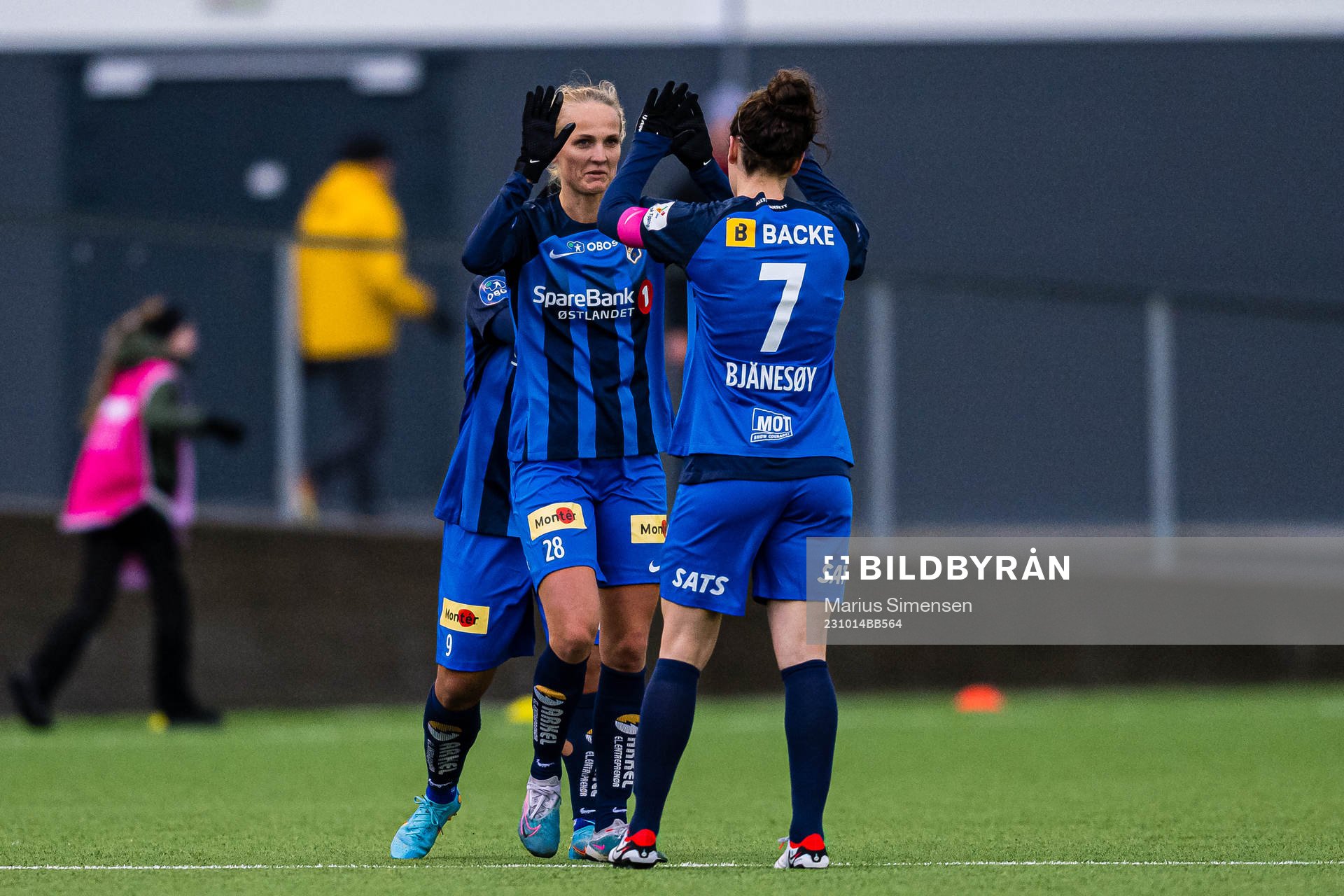 Mathilde Kruse Madsen and Melissa Linn Berman Bjånesøy of Stabæk after the Toppserien football match between Rosenborg and Stabæk on October 14, 2023 in Trondheim.