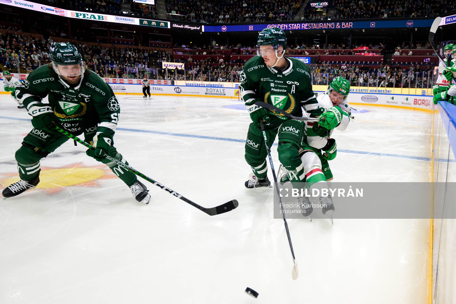 Färjestads Linus Johansson och Joakim Nygård och Rögles