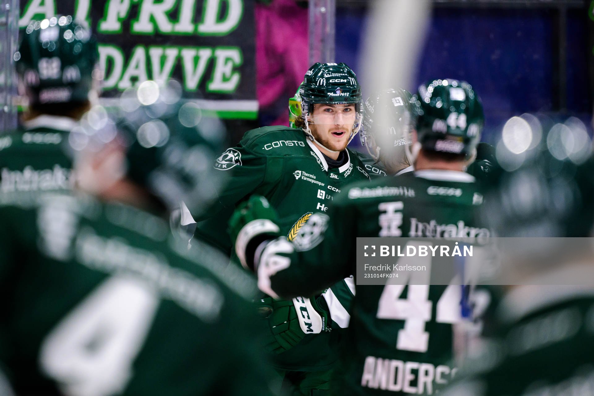 Färjestads Jeremy Salvas Groleau jublar
