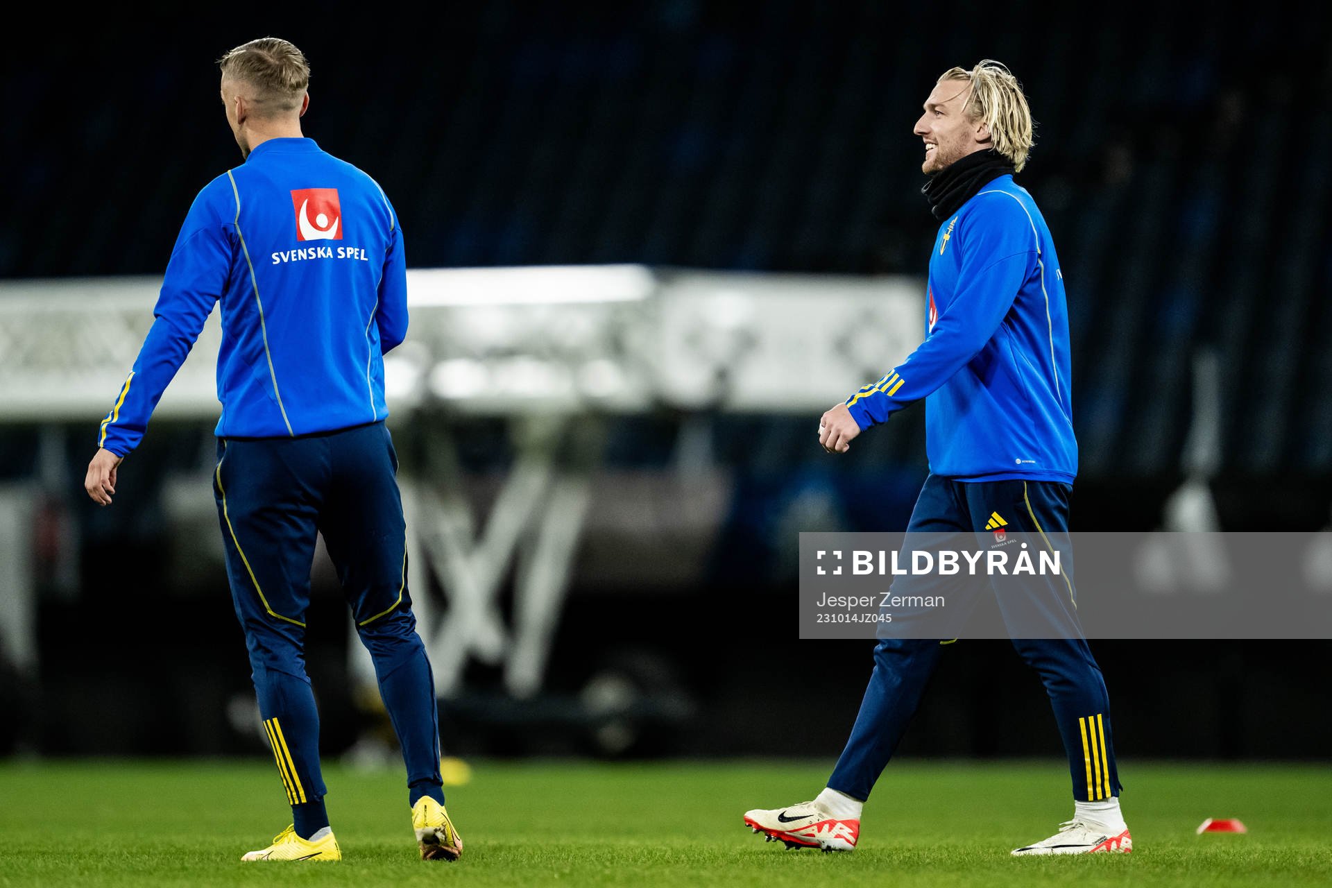 Jesper Karlsson and Emil Forsberg of the Swedish football