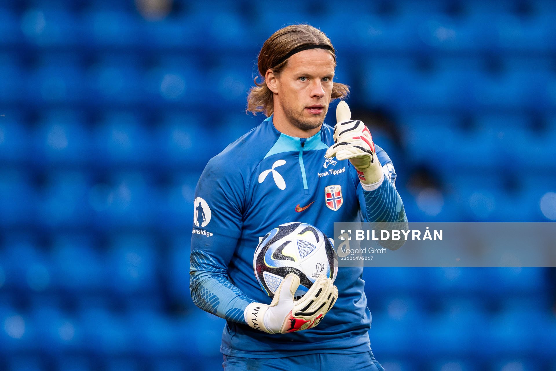 Goalkeeper Ørjan Håskjold Nyland of the Norwegian