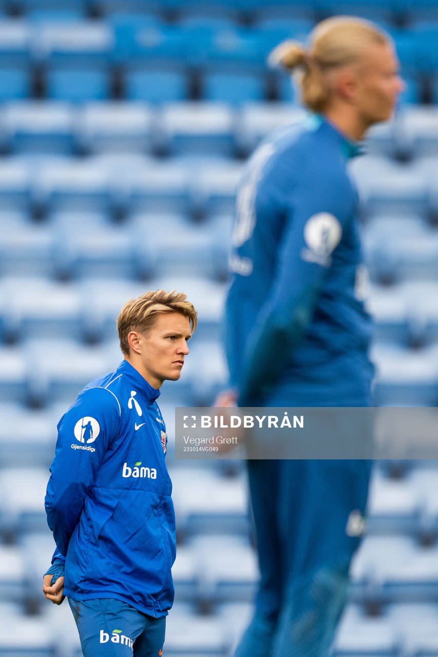 Martin Ødegaard and Erling Braut Haaland of the Norwegian