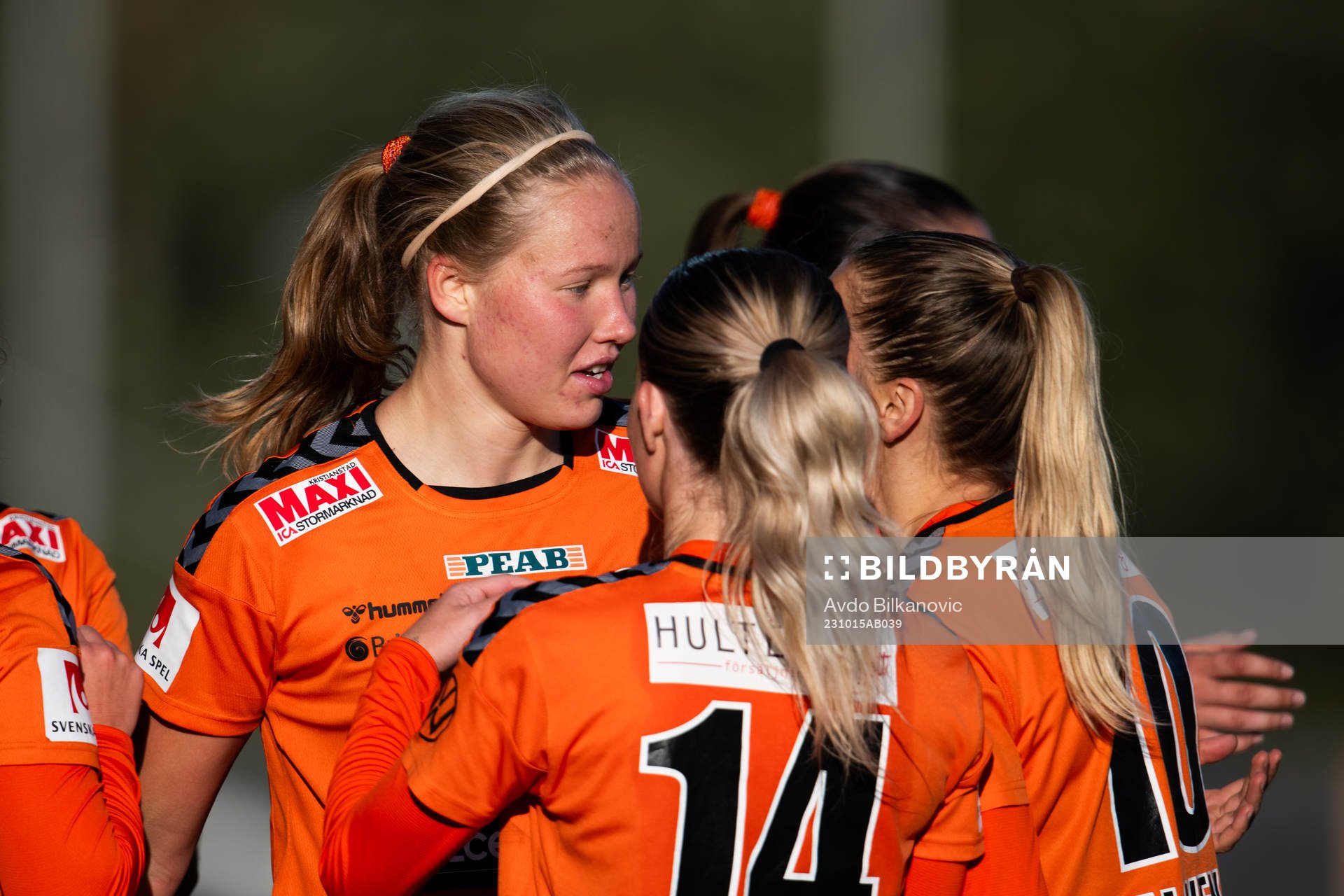 Kristianstads Hlin Eiriksdottir jublar under fotbollsmatchen i Damallsvenskan mellan Kristianstad och Örebro den 15 oktober 2023 i Kristianstad.