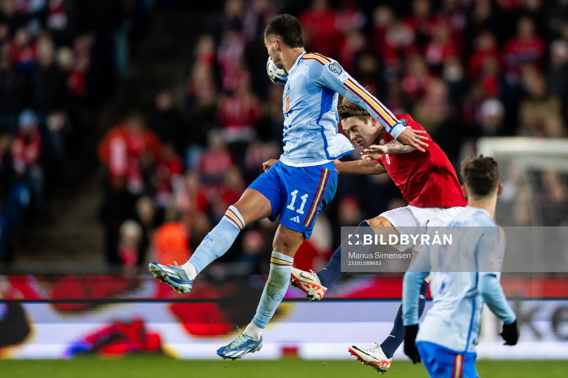 Ferran Torres of Spain and Patrick Berg of Norway