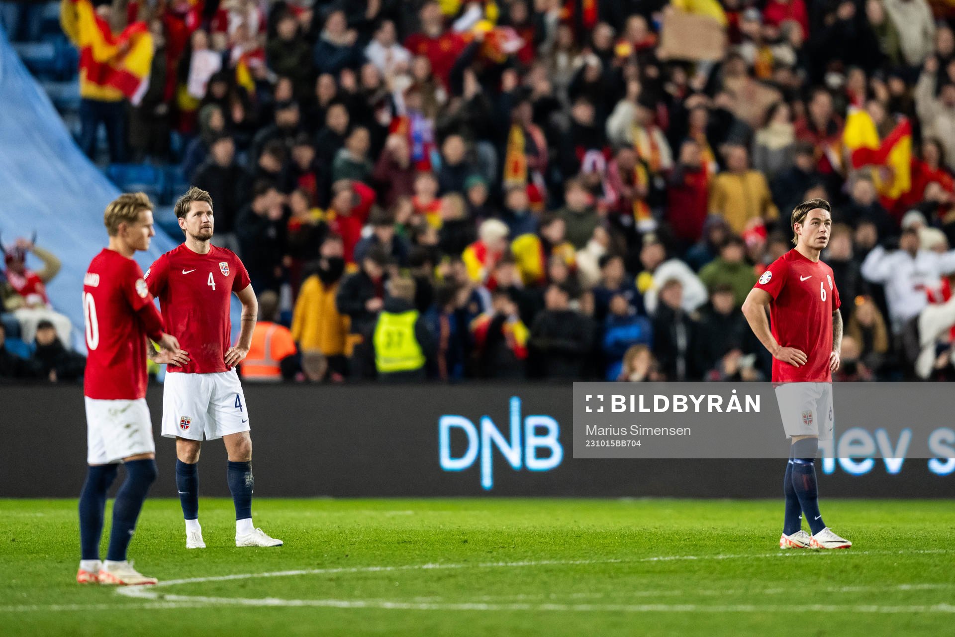 Stefan Strandberg and Patrick Berg of Norway look dejected