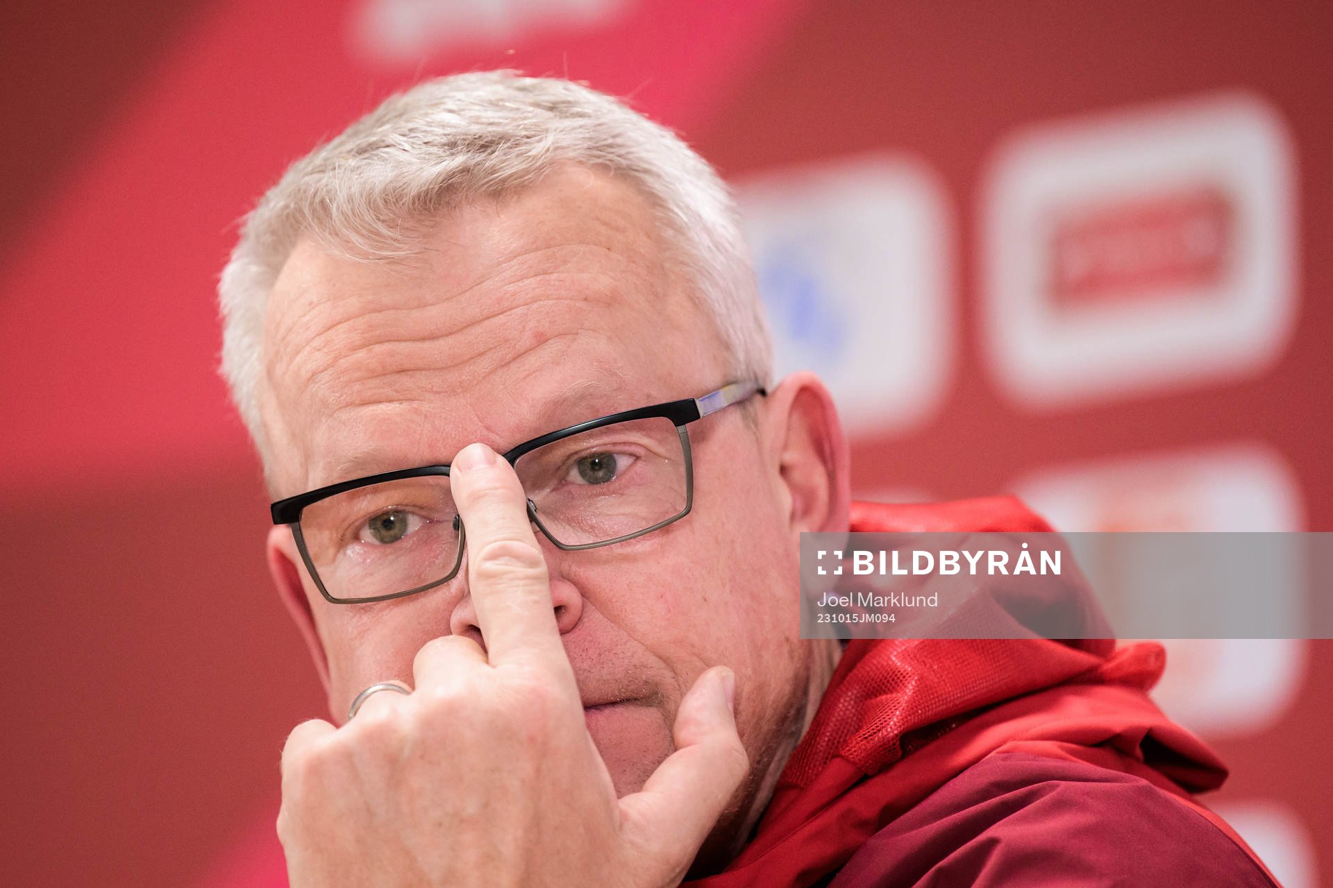 Head coach Janne Andersson of the Swedish national football team during a press conference on October 15, 2023 in Brussels. 