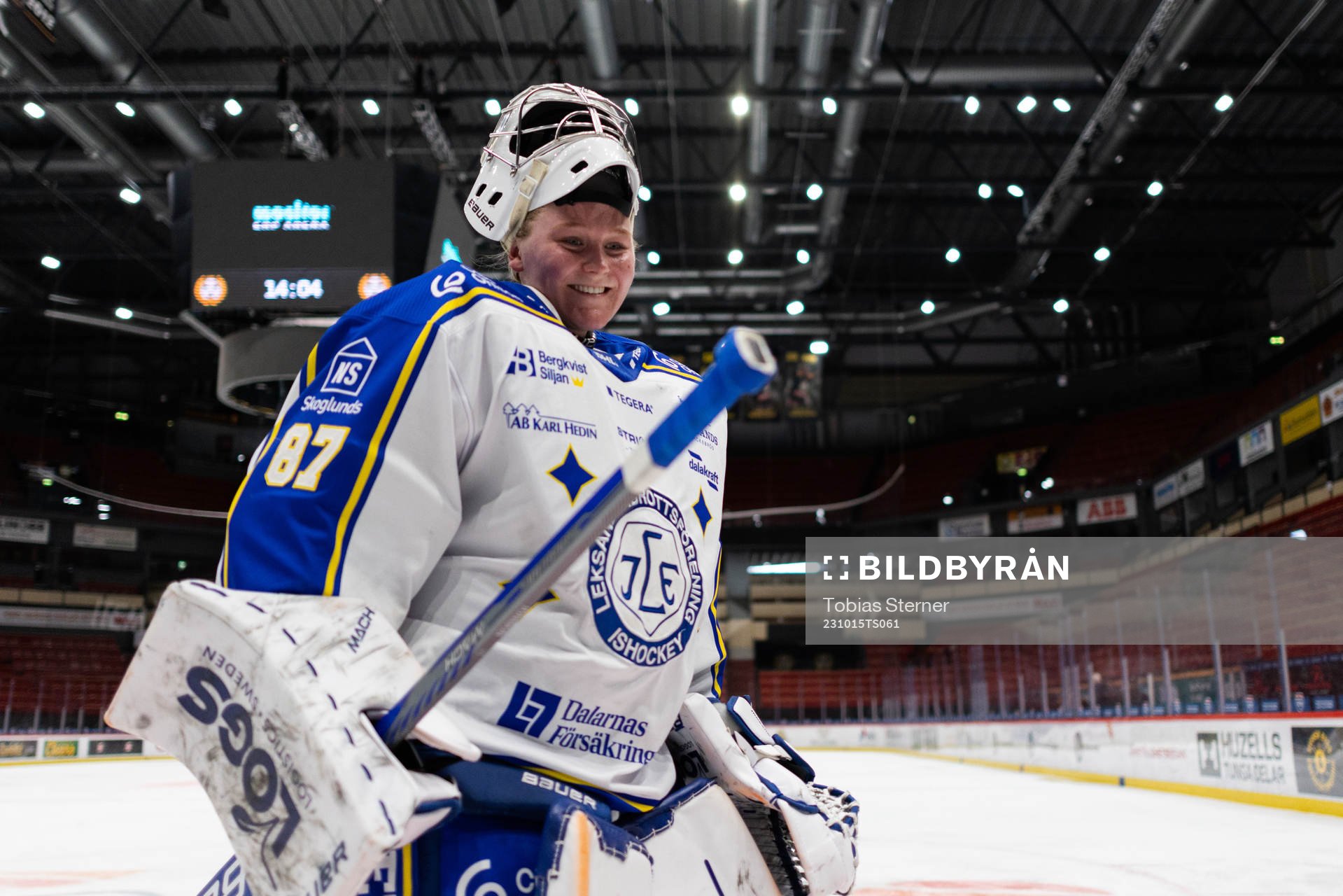 Leksands målvakt Ellen Jonsson jublar
