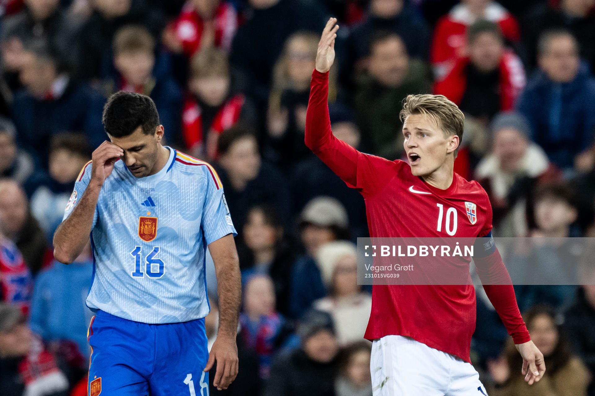 Rodri of Spain and Martin Ødegaard of Norway