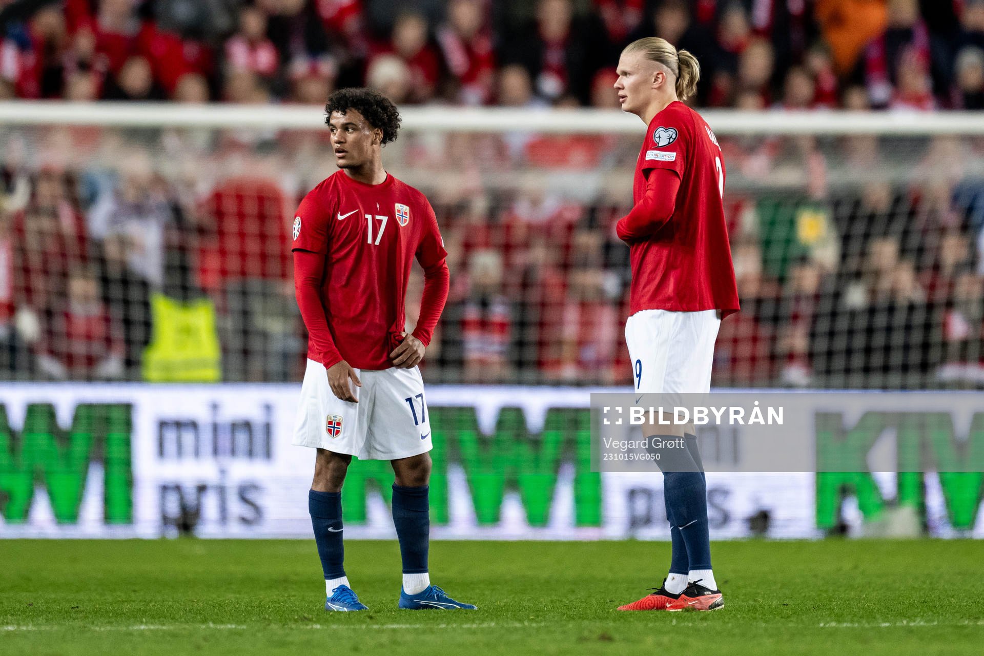 Oscar Bobb and Erling Braut Haaland of Norway