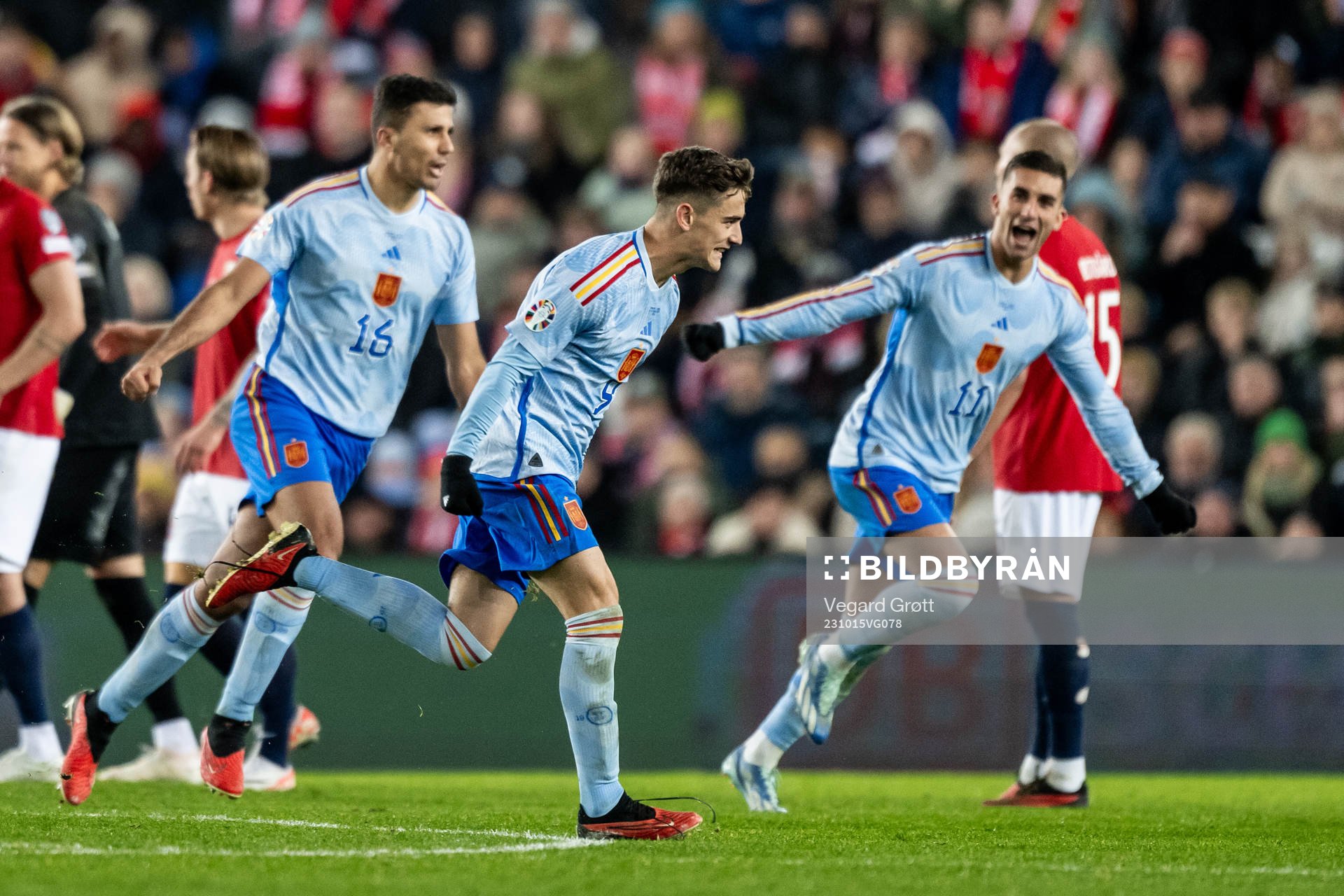 Gavi of Spain celebrates