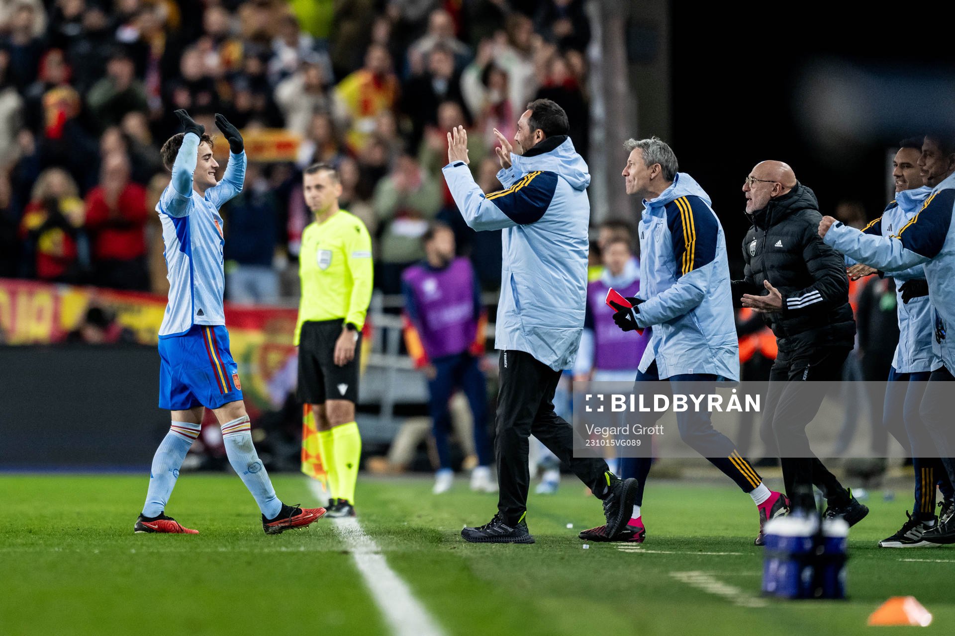 Gavi of Spain celebrates