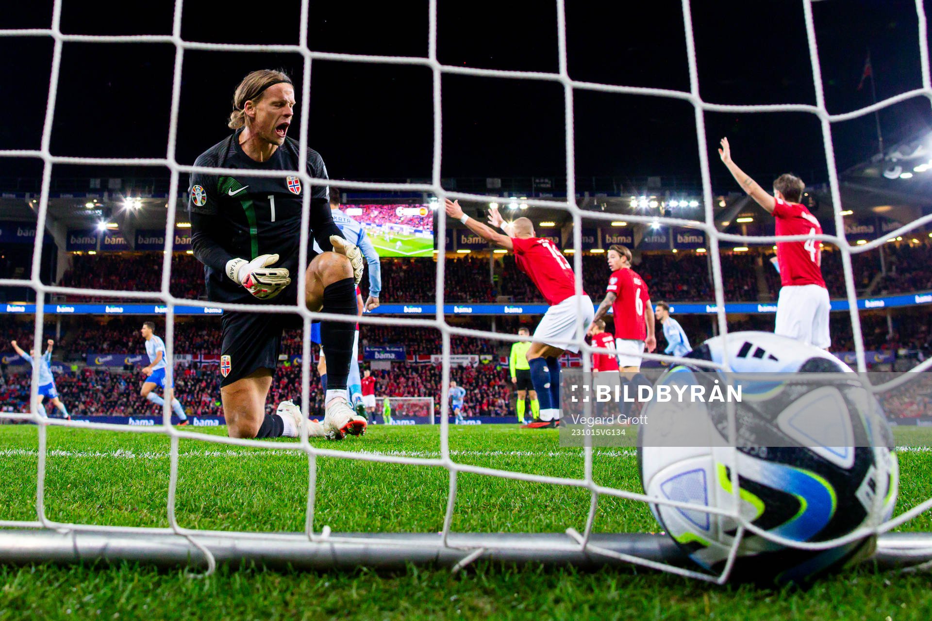 Goalkeeper Ørjan Håskjold Nyland of Norway reacts