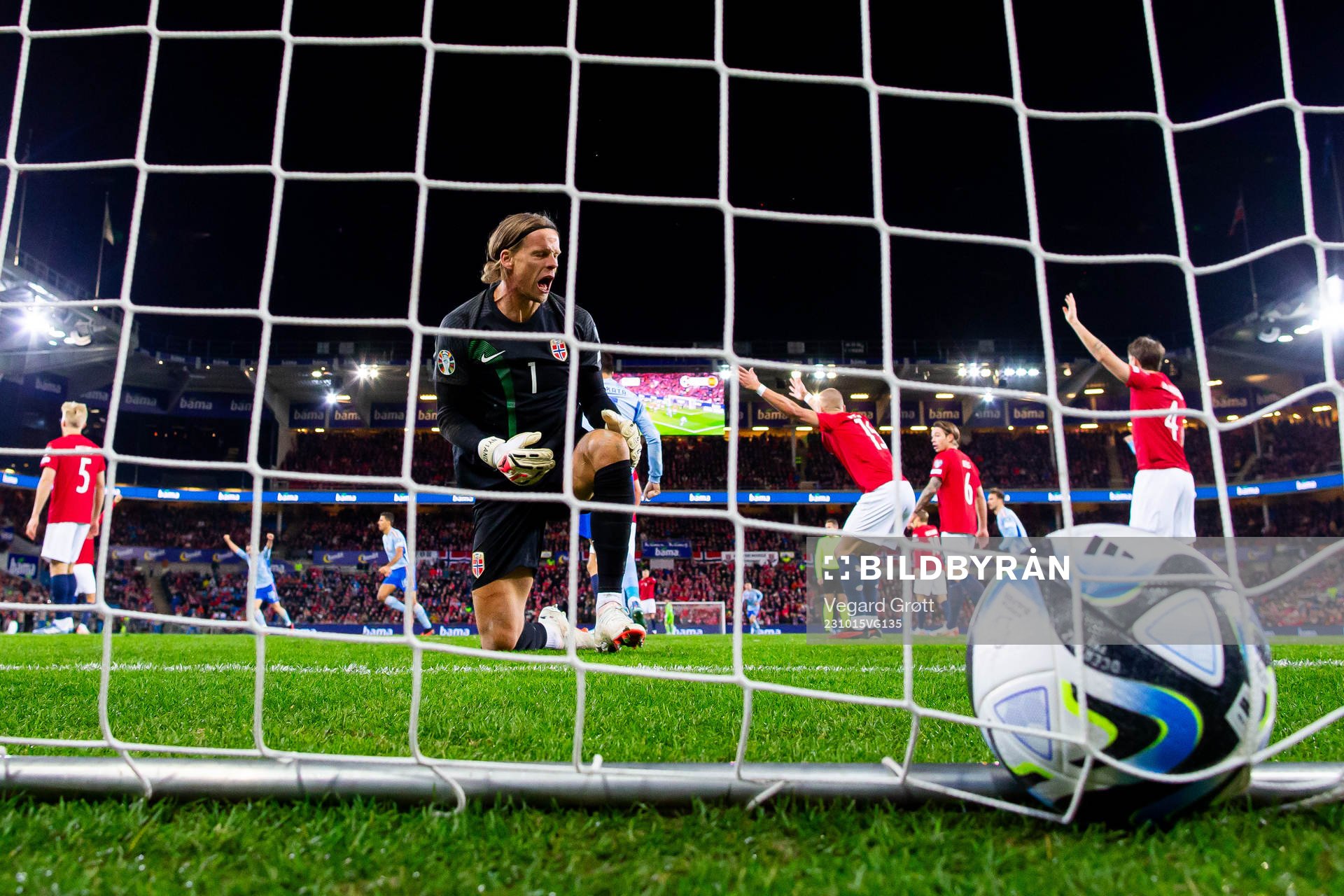 Goalkeeper Ørjan Håskjold Nyland of Norway reacts