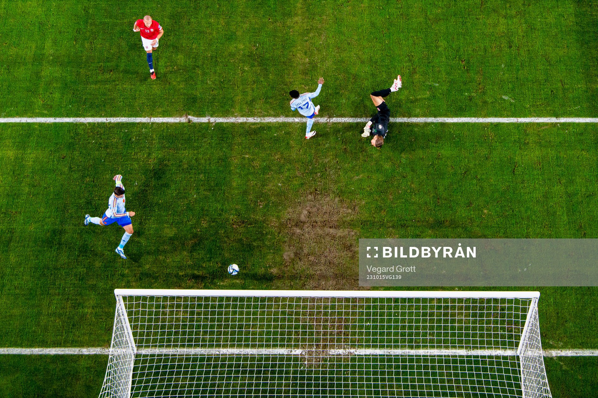 Álvaro Morata of Spain scores a disallowed goal behind